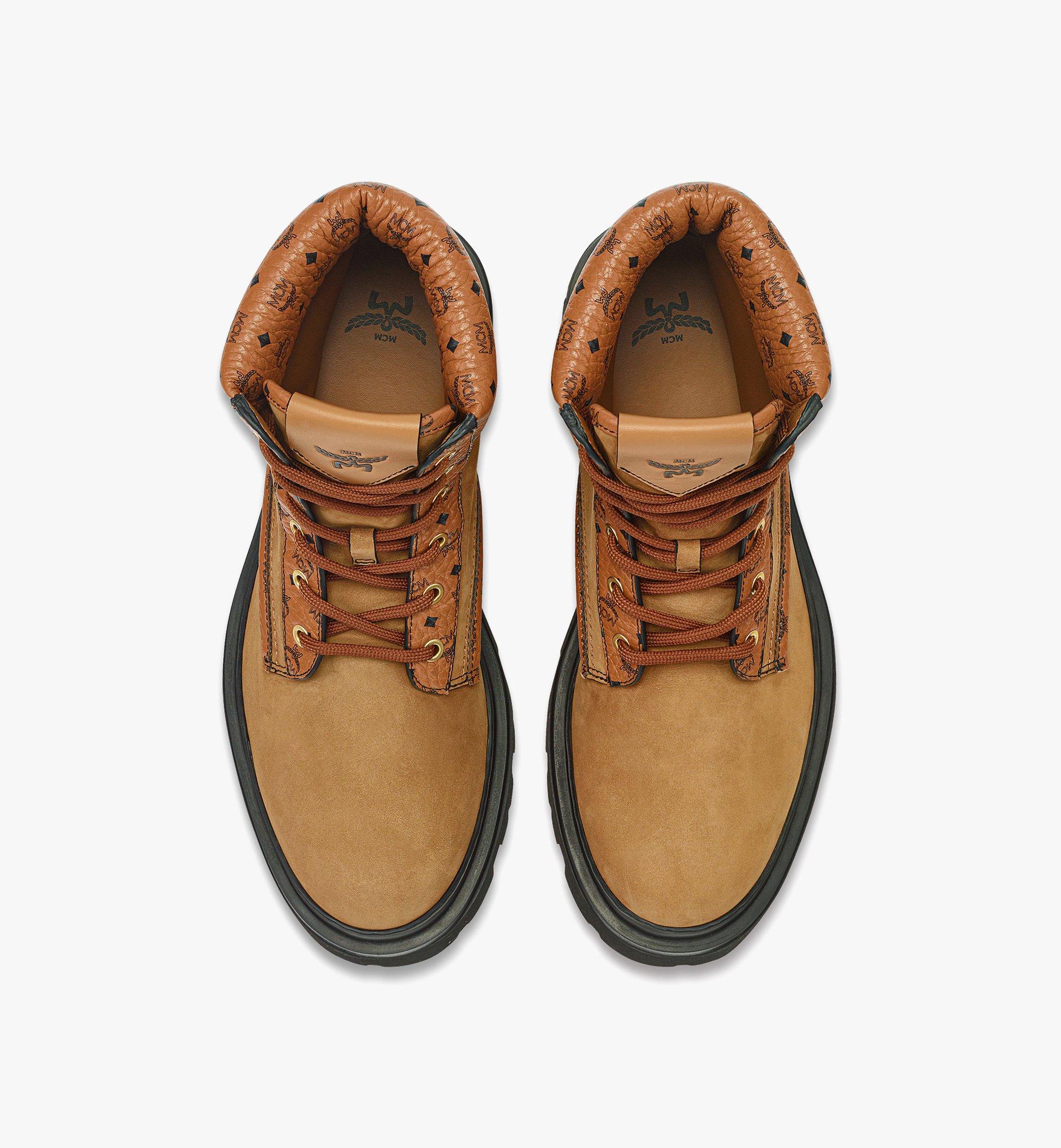 MCM Bottines en nubuck et cuir à monogramme imprimé Cognac MEXFAMM02CO041 Plus de photos 4