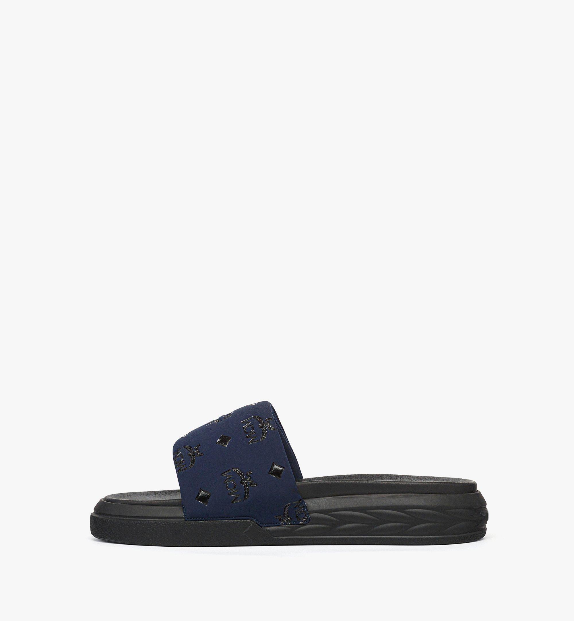 MCM Slide Sandals in Monogram Neoprene Blue MEXFSMM03VC038 Alternate View 1