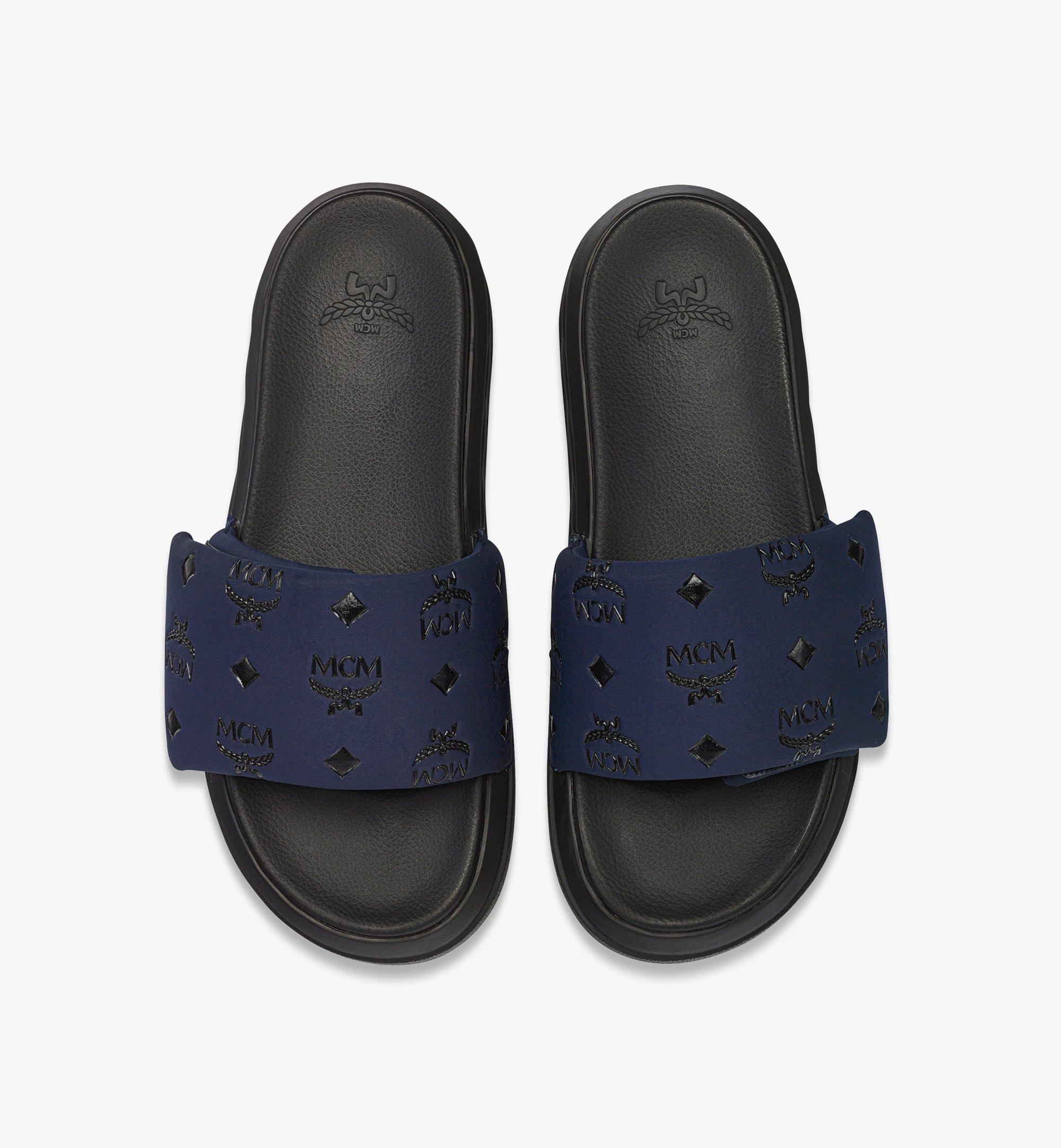 MCM Slide Sandals in Monogram Neoprene Blue MEXFSMM03VC038 Alternate View 4