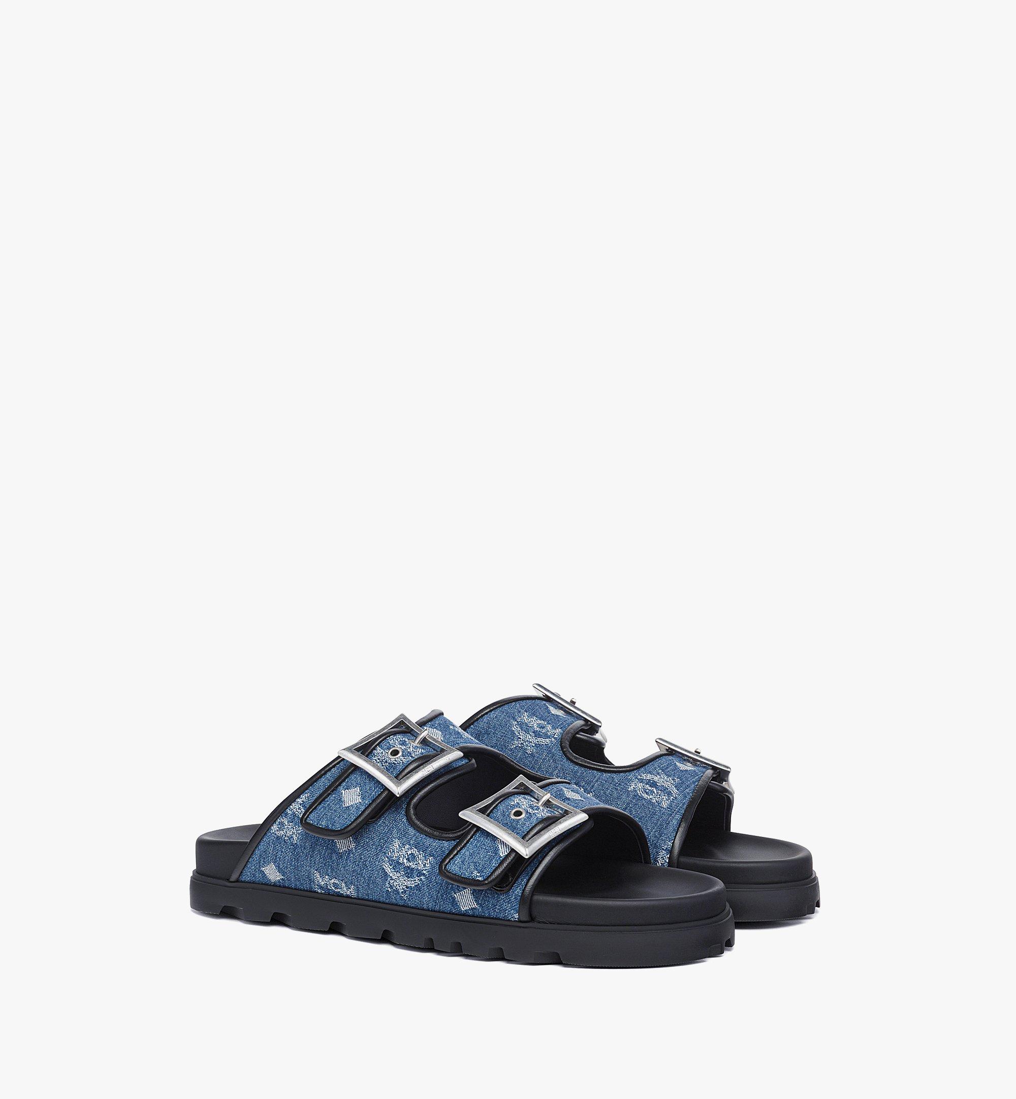 46 IT / M Monogram Sandals in Denim Jacquard Blue | MCM ®UK