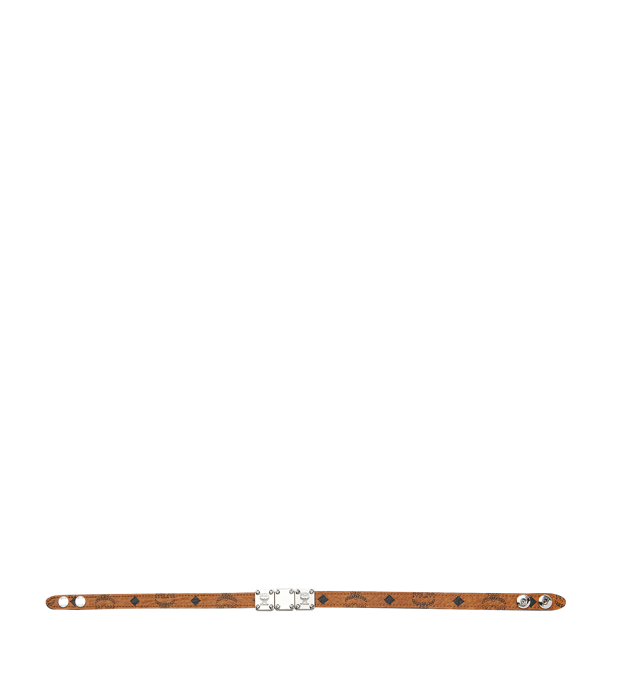 MCM Logo Plate Double Wrap Bracelet in Visetos Cognac MEZ8AMM04CO001 Alternate View 2