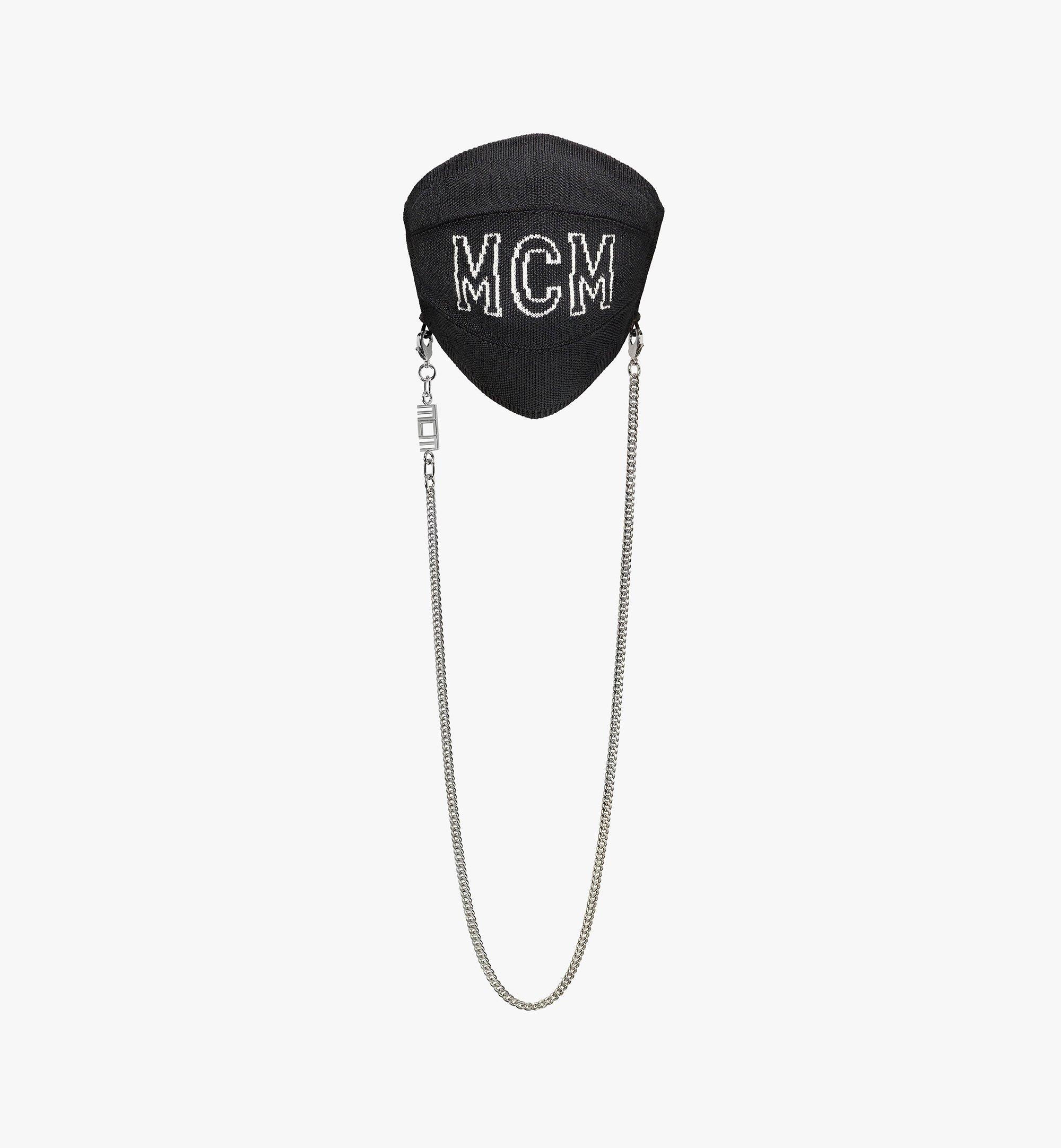 MCM Logo Knit Face Accessory with Chain Black MEZBSMM07BK001 Alternate View 1