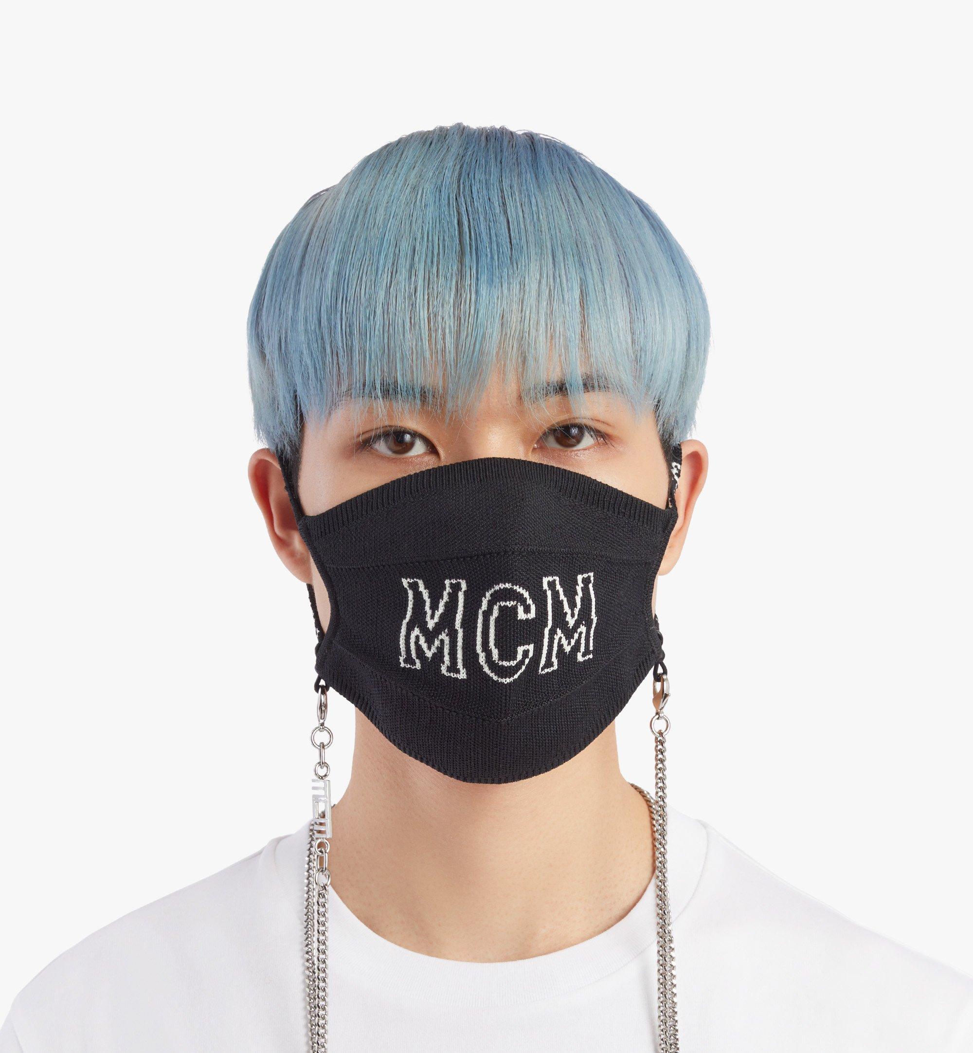 MCM Logo Knit Face Accessory with Chain Black MEZBSMM07BK001 Alternate View 2