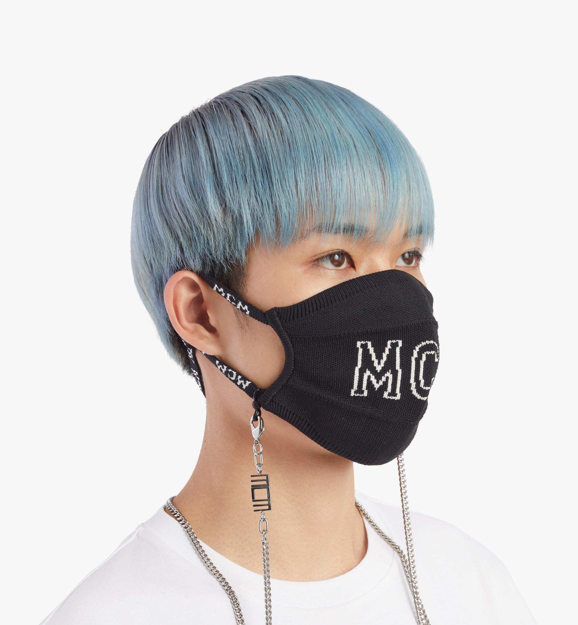 One Size Logo Knit Face Accessory with Chain Black | MCM ®US