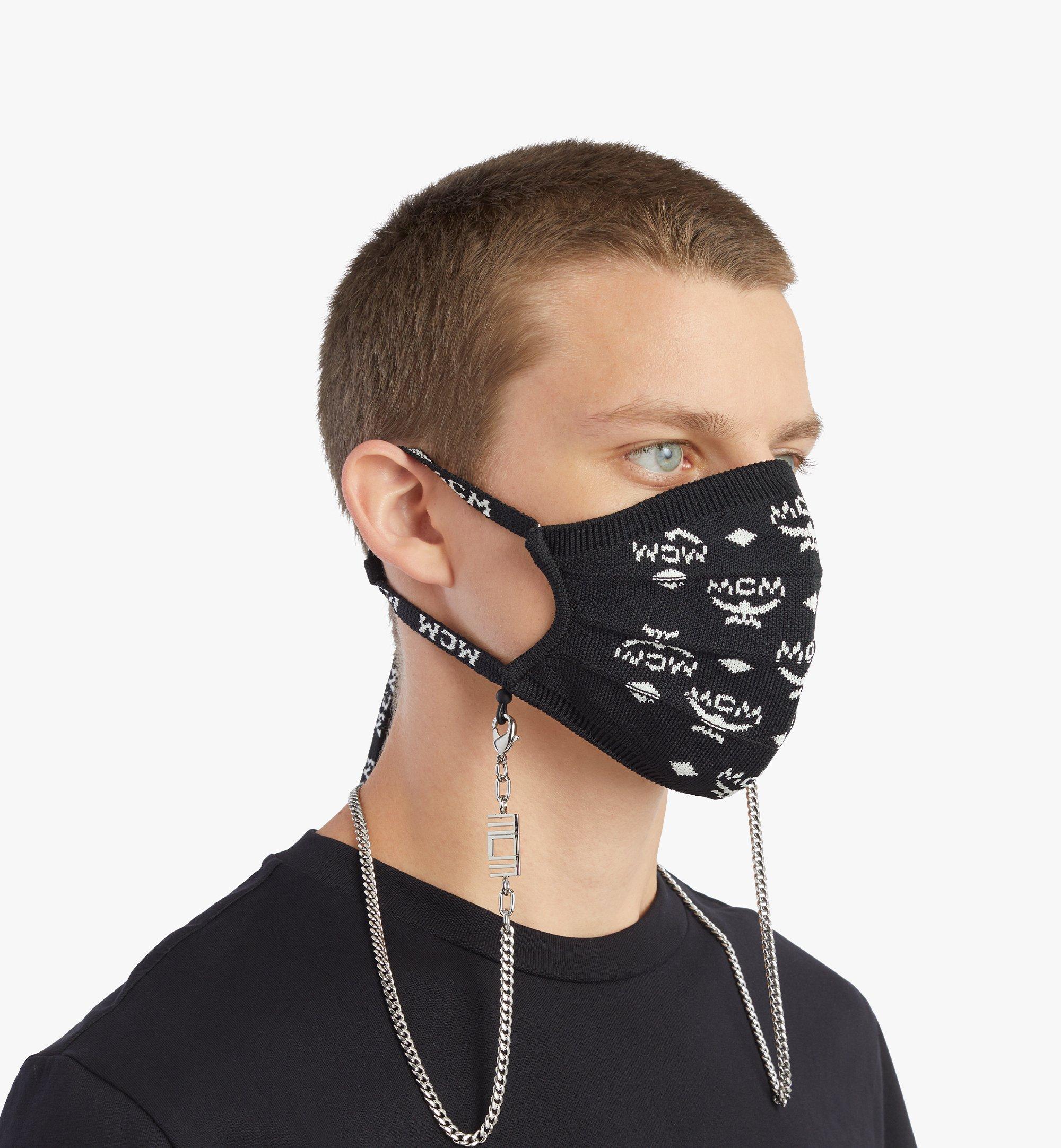 One Size Gesichtscover Mit Kette Und Stricklogo Weiss Mcm De
