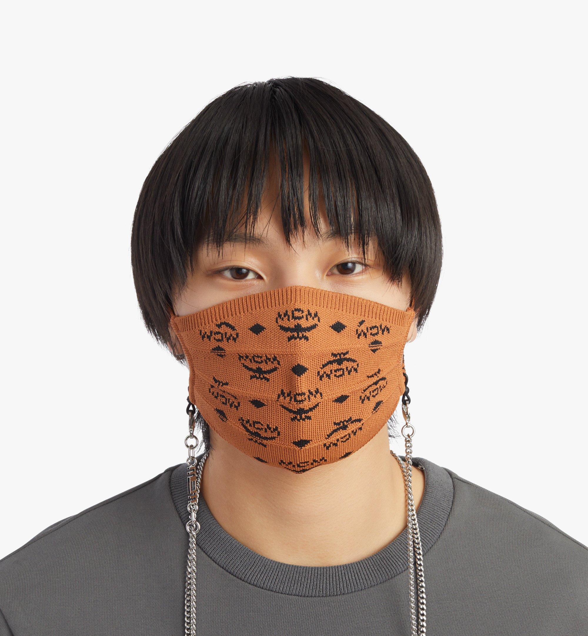 One Size Monogram Knit Face Accessory with Chain Cognac | MCM ®CN