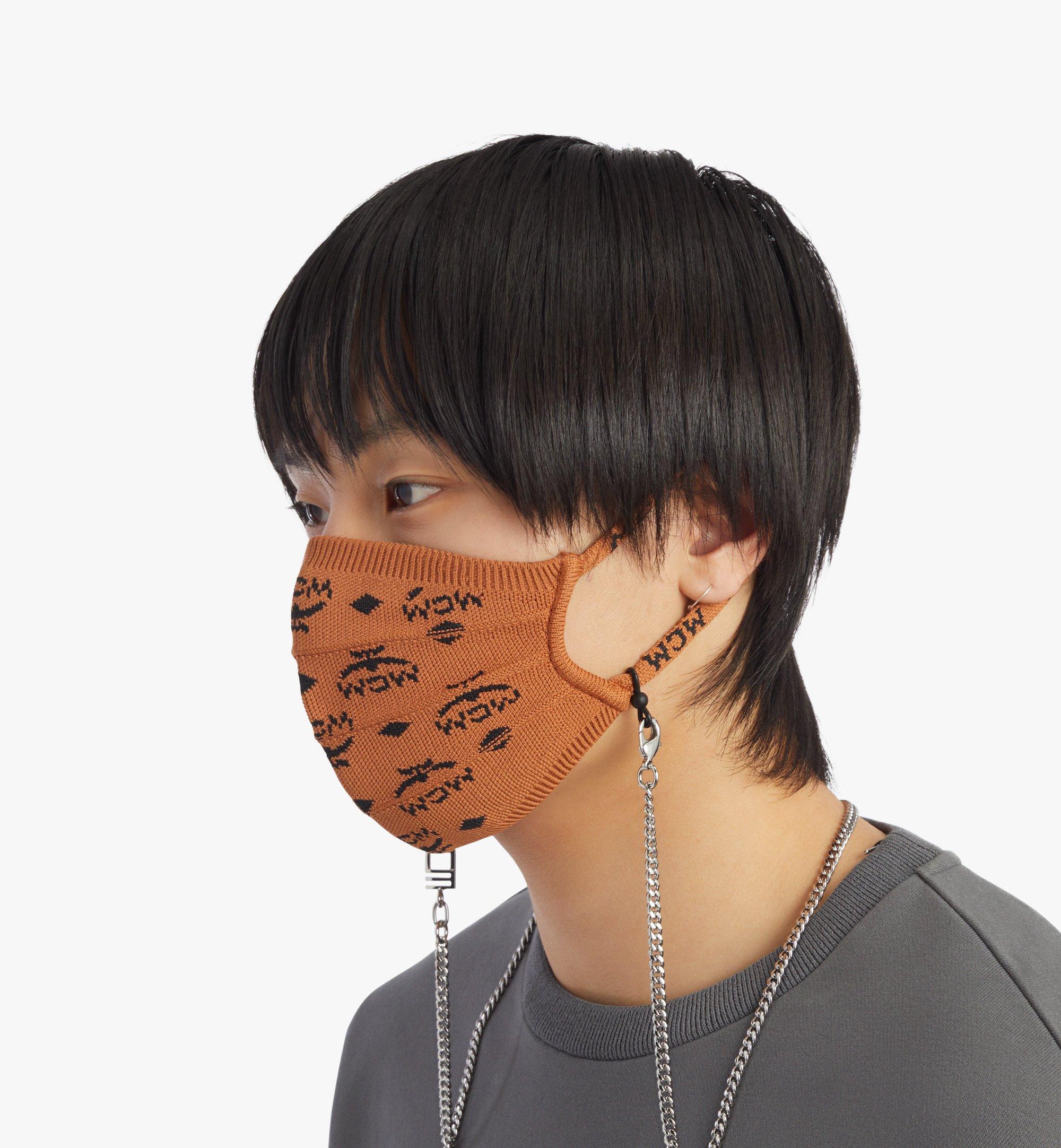 One Size Monogram Knit Face Accessory with Chain Cognac | MCM ®CN