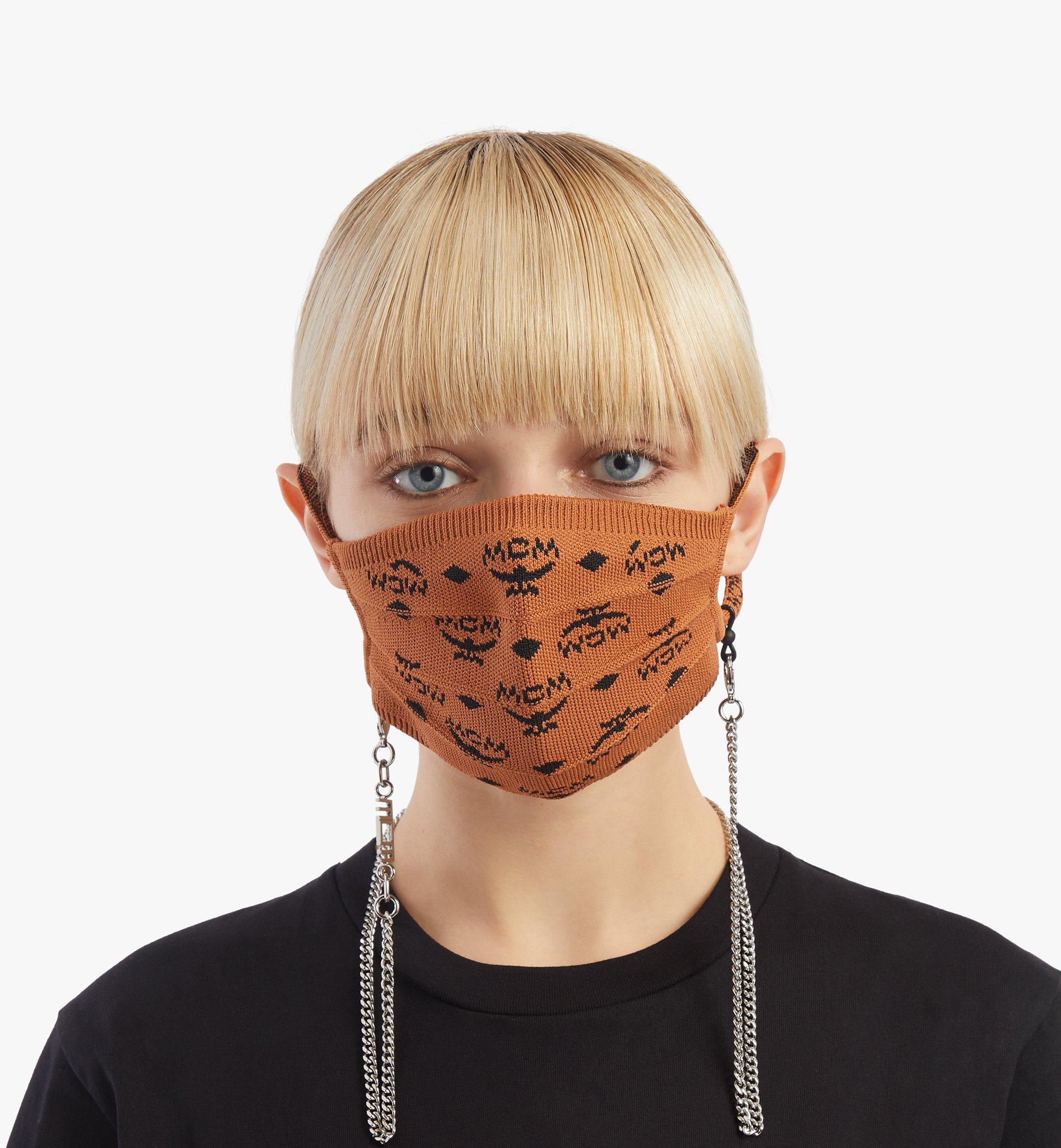 One Size Monogram Knit Face Accessory with Chain Cognac | MCM ®CN