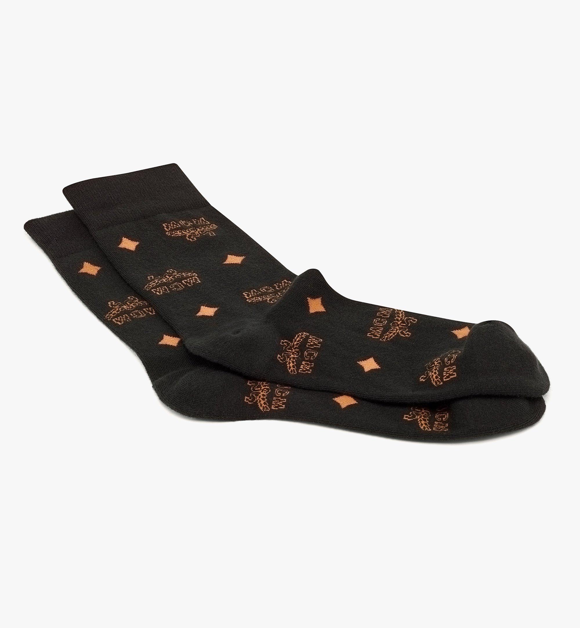MCM Monogram Knit Socks Black MEZCAMM17BK0SM Alternate View 1