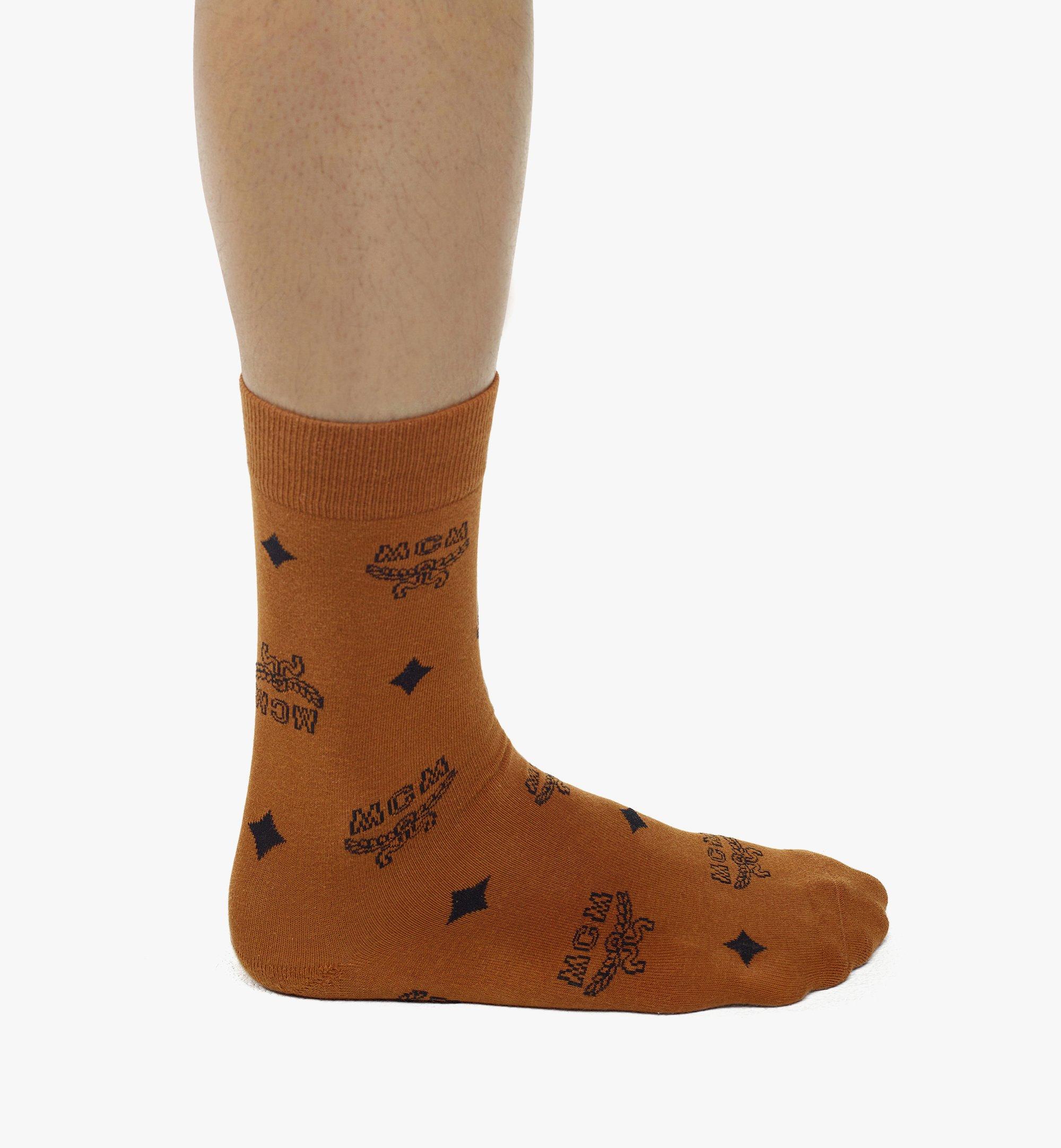 MCM Monogram Knit Socks Cognac MEZCAMM17CO0ML Alternate View 4