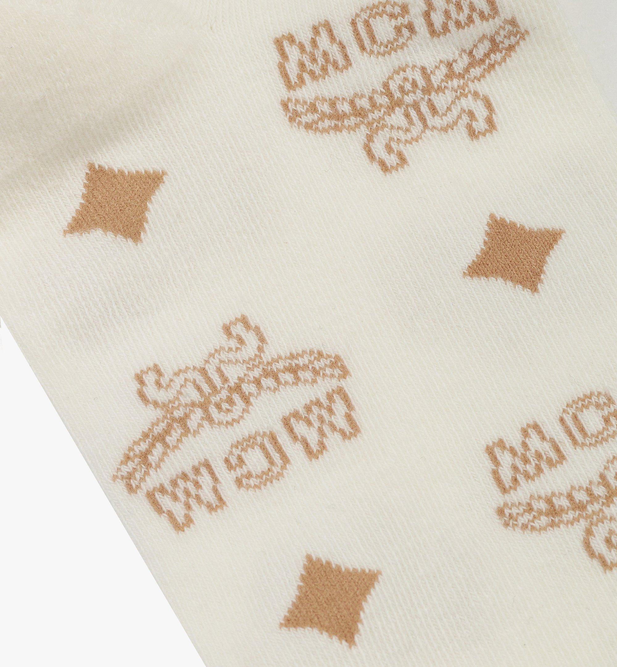 MCM Monogram Knit Socks White MEZCAMM17WL0ML Alternate View 1