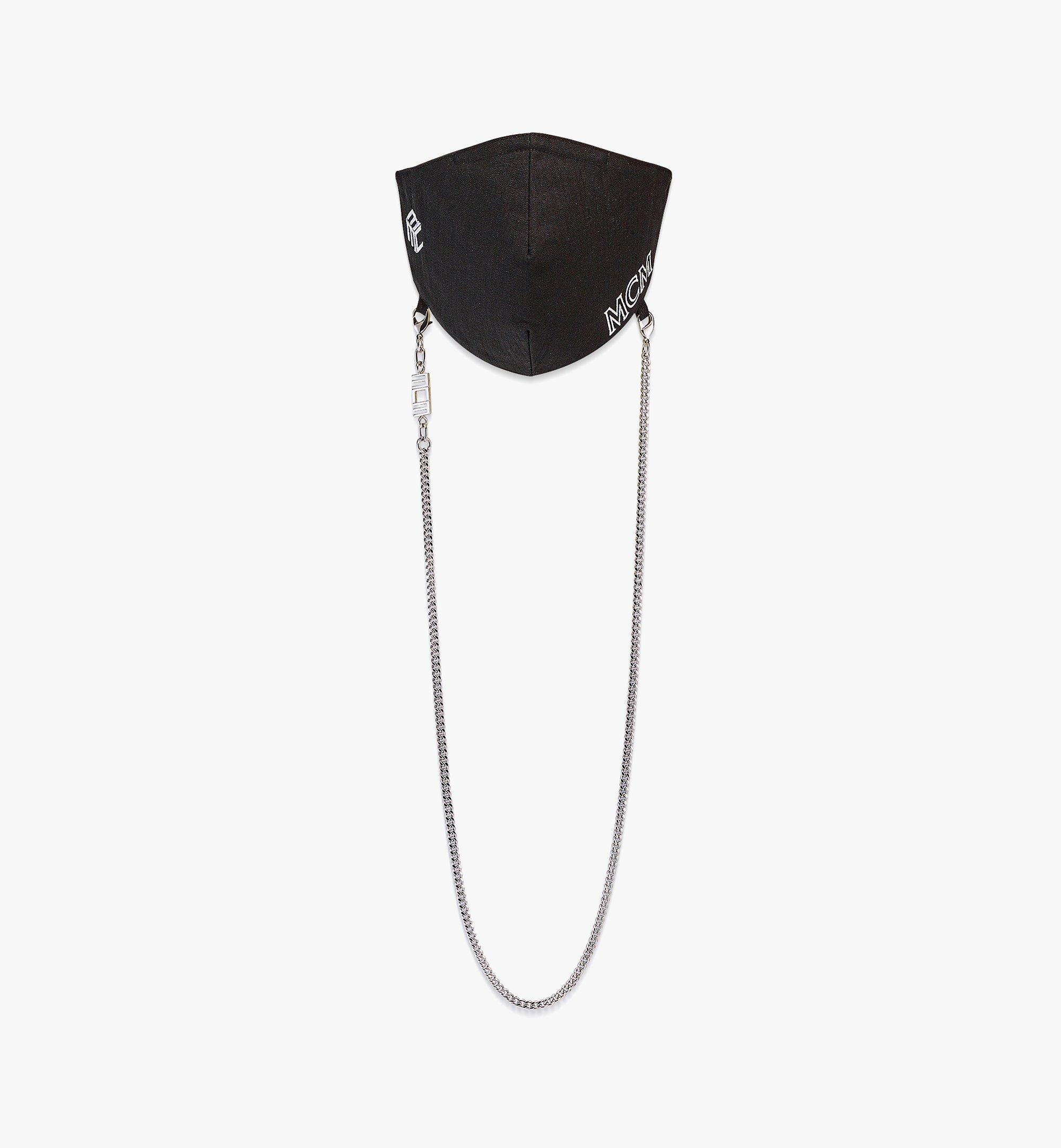 Medium-Large Cubic Logo Cotton Face Accessory with Chain Black | MCM ®US