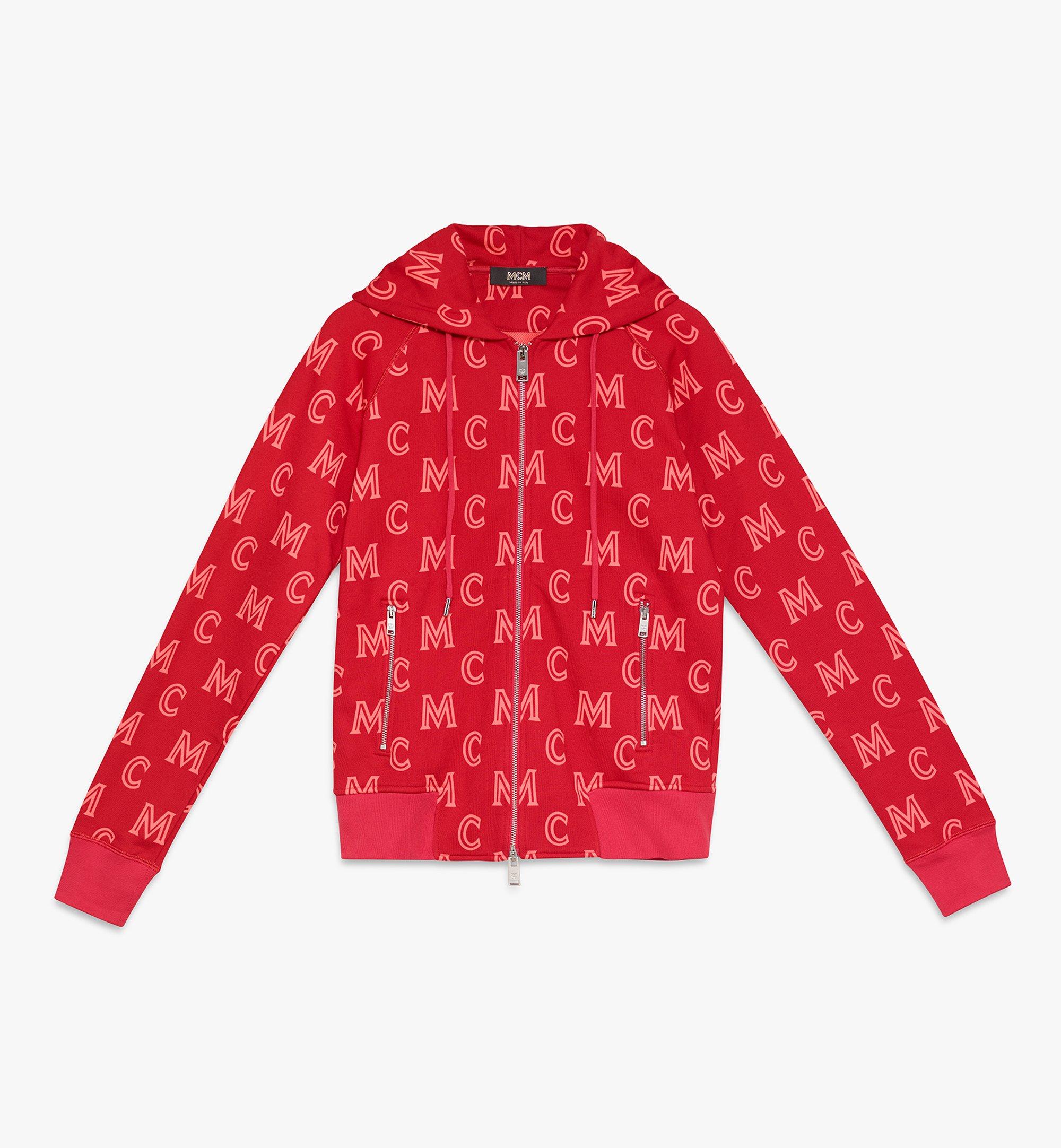 red sweatshirt zip up