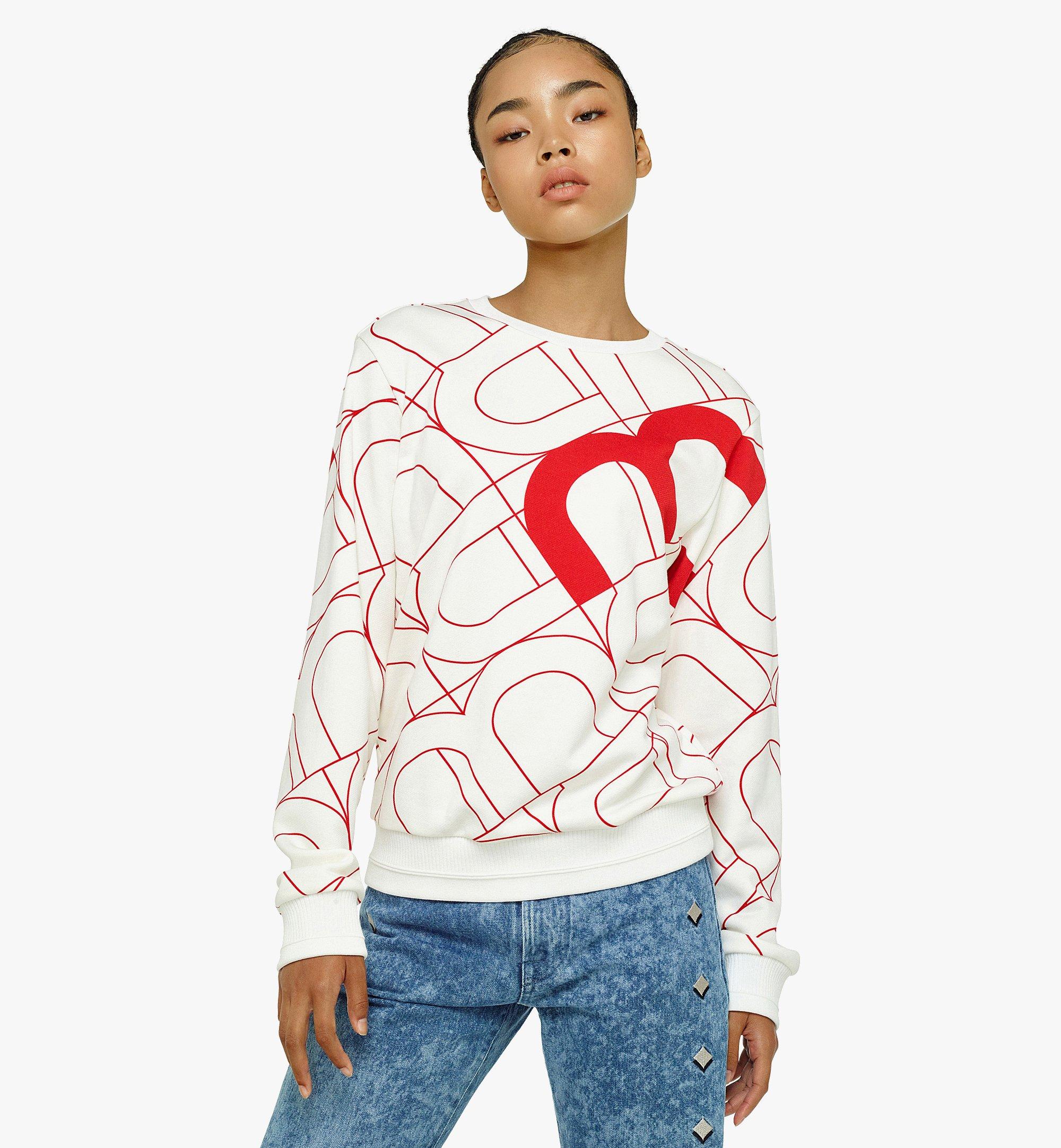 MCM Women’s Wave Visetos Print Sweatshirt White MFABASX01WI00S ほかの角度から見る 2