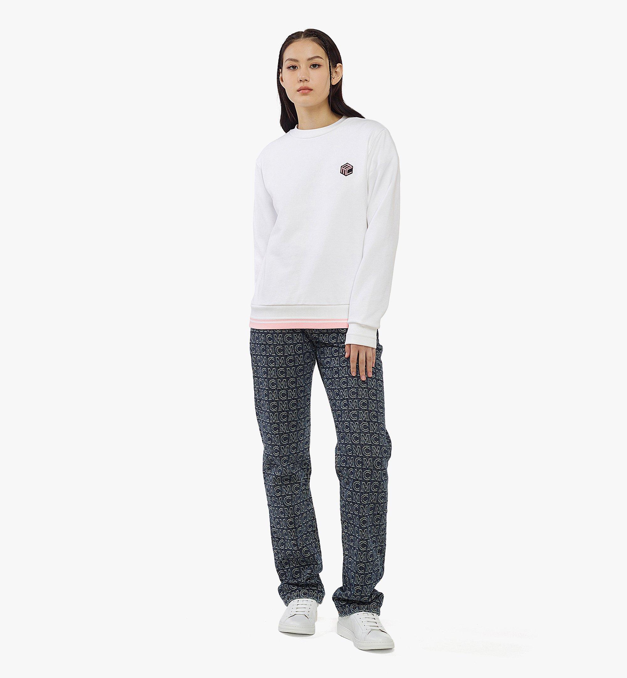 MCM Women’s Cubic Logo Sweatshirt in Organic Cotton White MFACSCK04WO0XL Alternate View 2