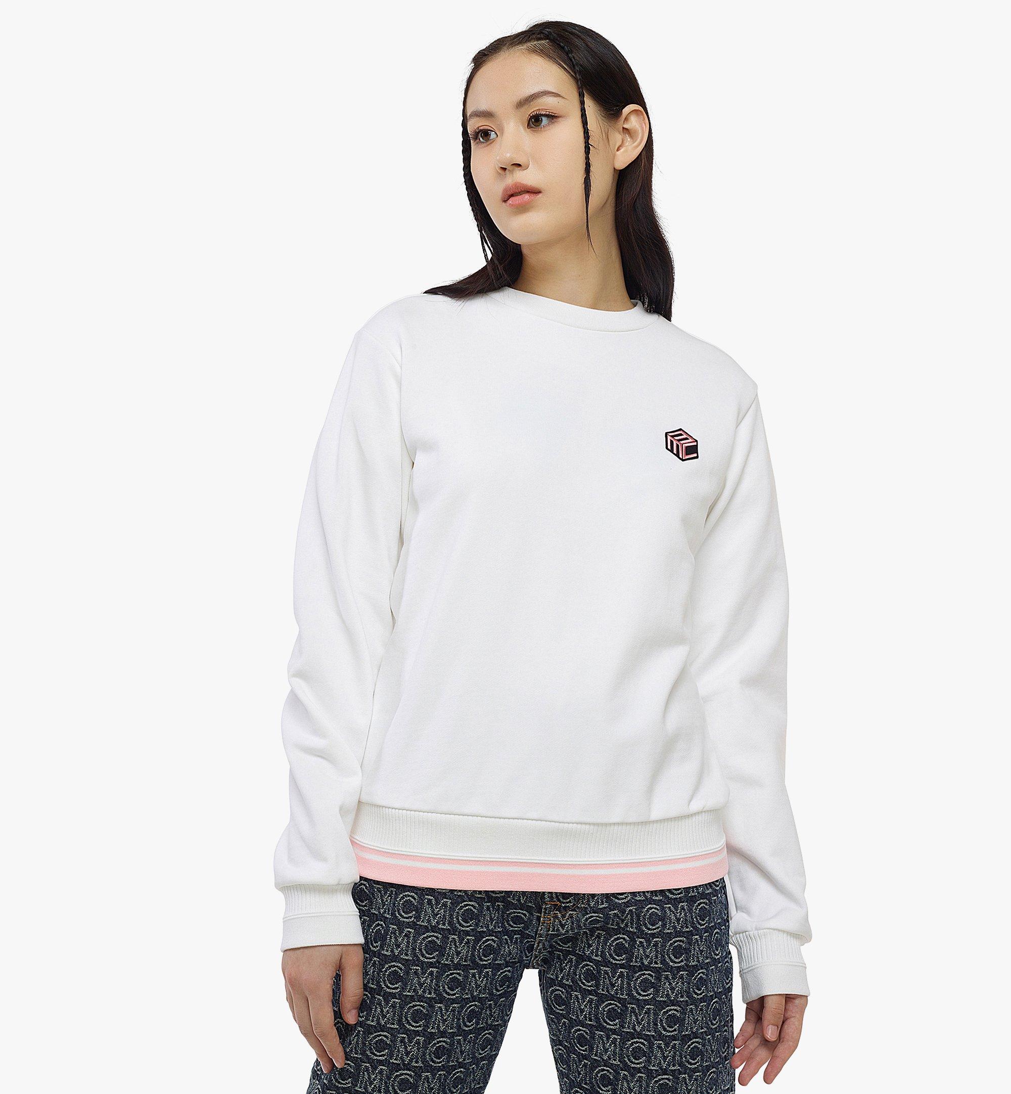 MCM Women’s Cubic Logo Sweatshirt in Organic Cotton White MFACSCK04WO0XL Alternate View 2