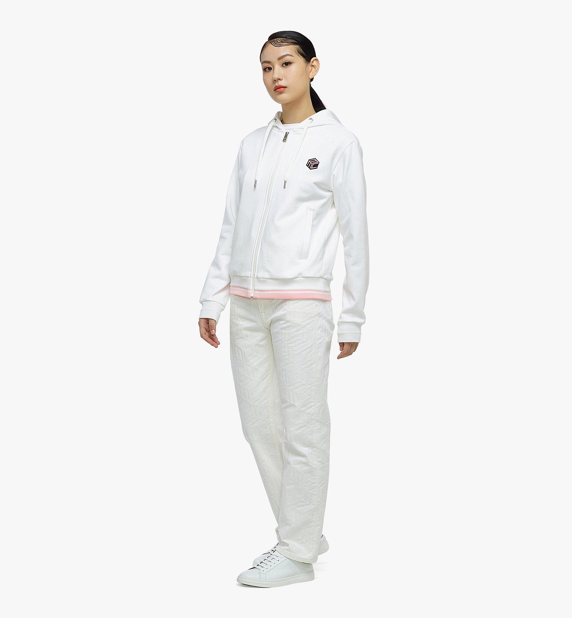 MCM Women’s Cubic Logo Zip Hoodie in Organic Cotton White MFACSCK05WO00M Alternate View 2