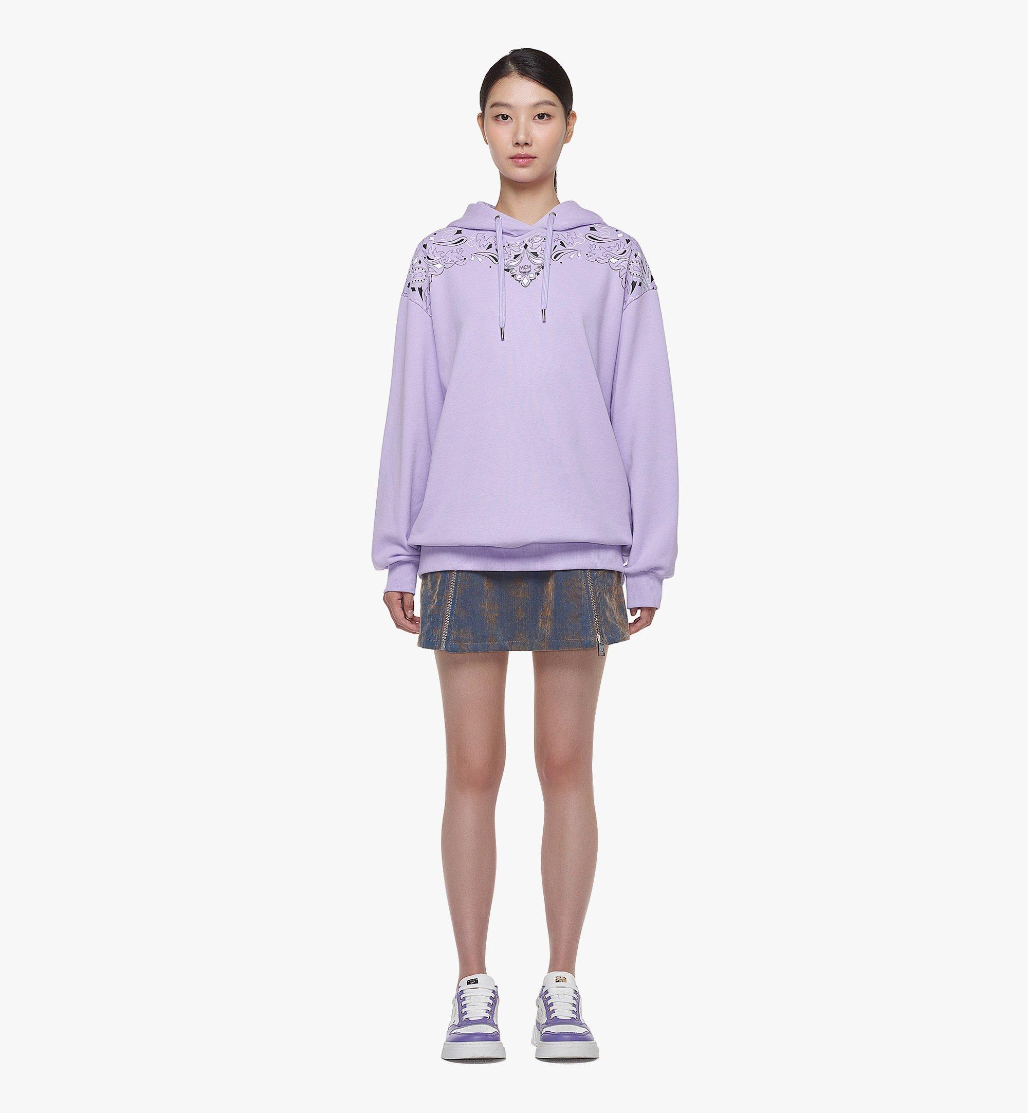 MCM Bandana Print Hoodie in Organic Cotton Purple MFADAMM01U70XS ほかの角度から見る 2