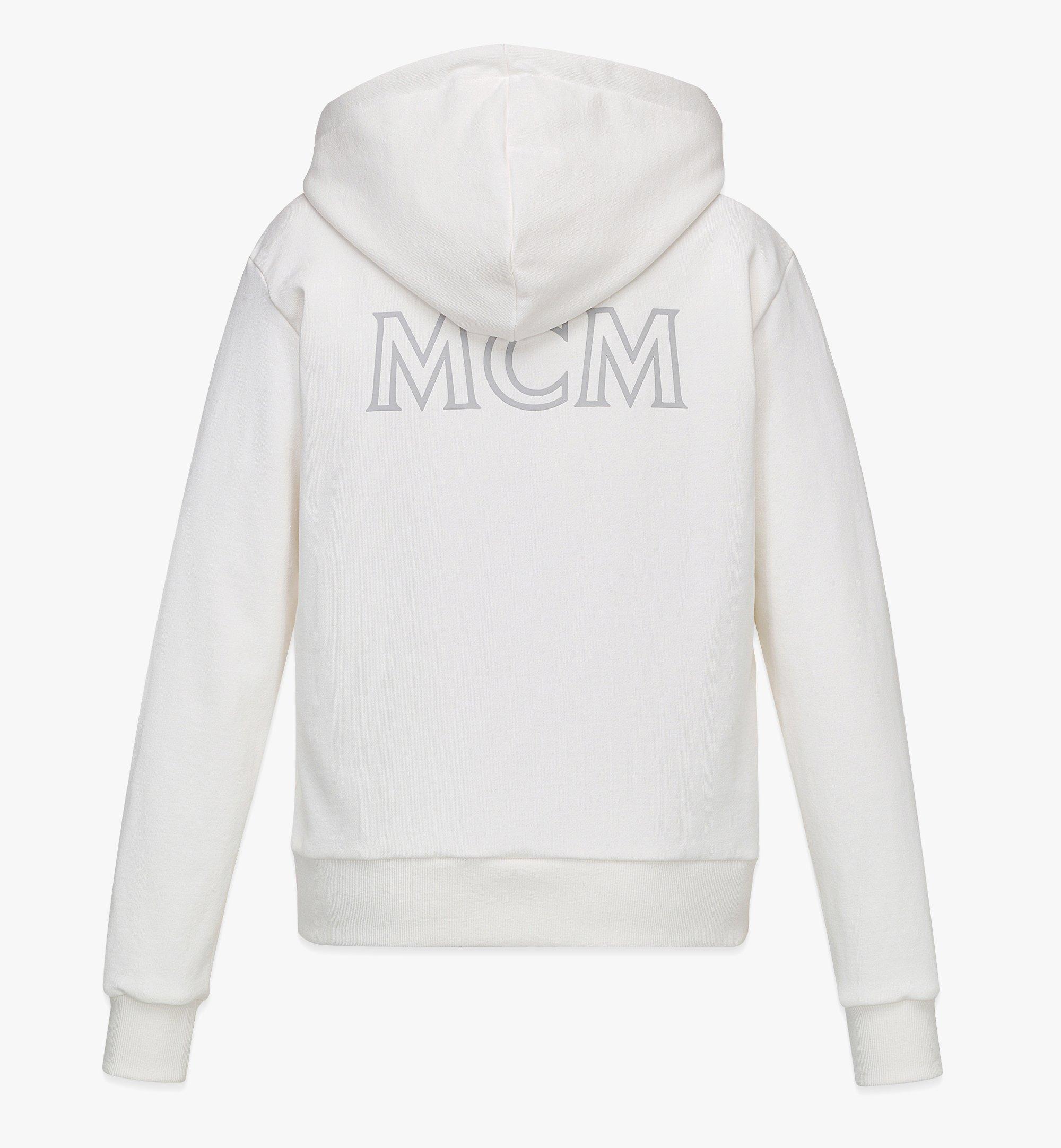 MCM Women’s MCM Essentials Logo Zip Hoodie in Organic Cotton White MFADSBC01WG00L Alternate View 1