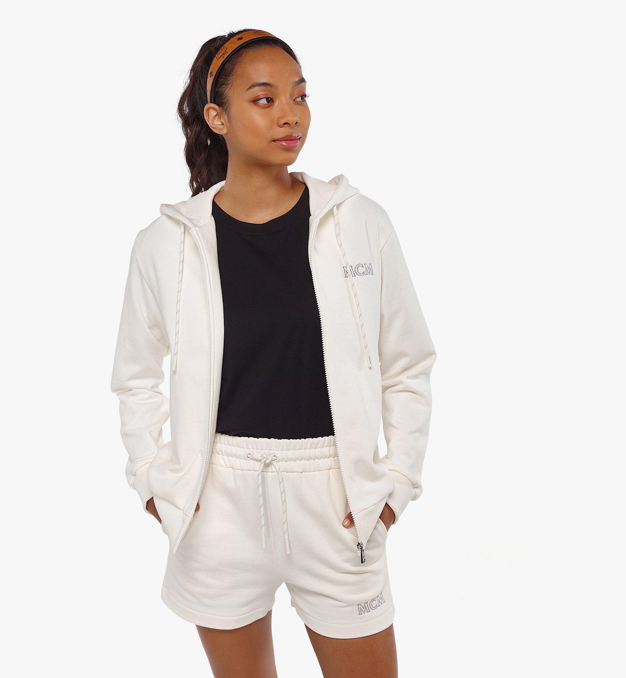 MCM MCM Essentials Logo Zip Hoodie in Organic Cotton White MFADSBC01WG00M Alternate View 2