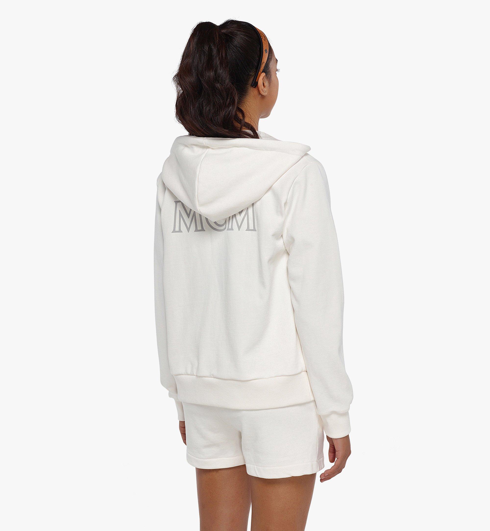 MCM MCM Essentials Logo Zip Hoodie in Organic Cotton White MFADSBC01WG00M Alternate View 2