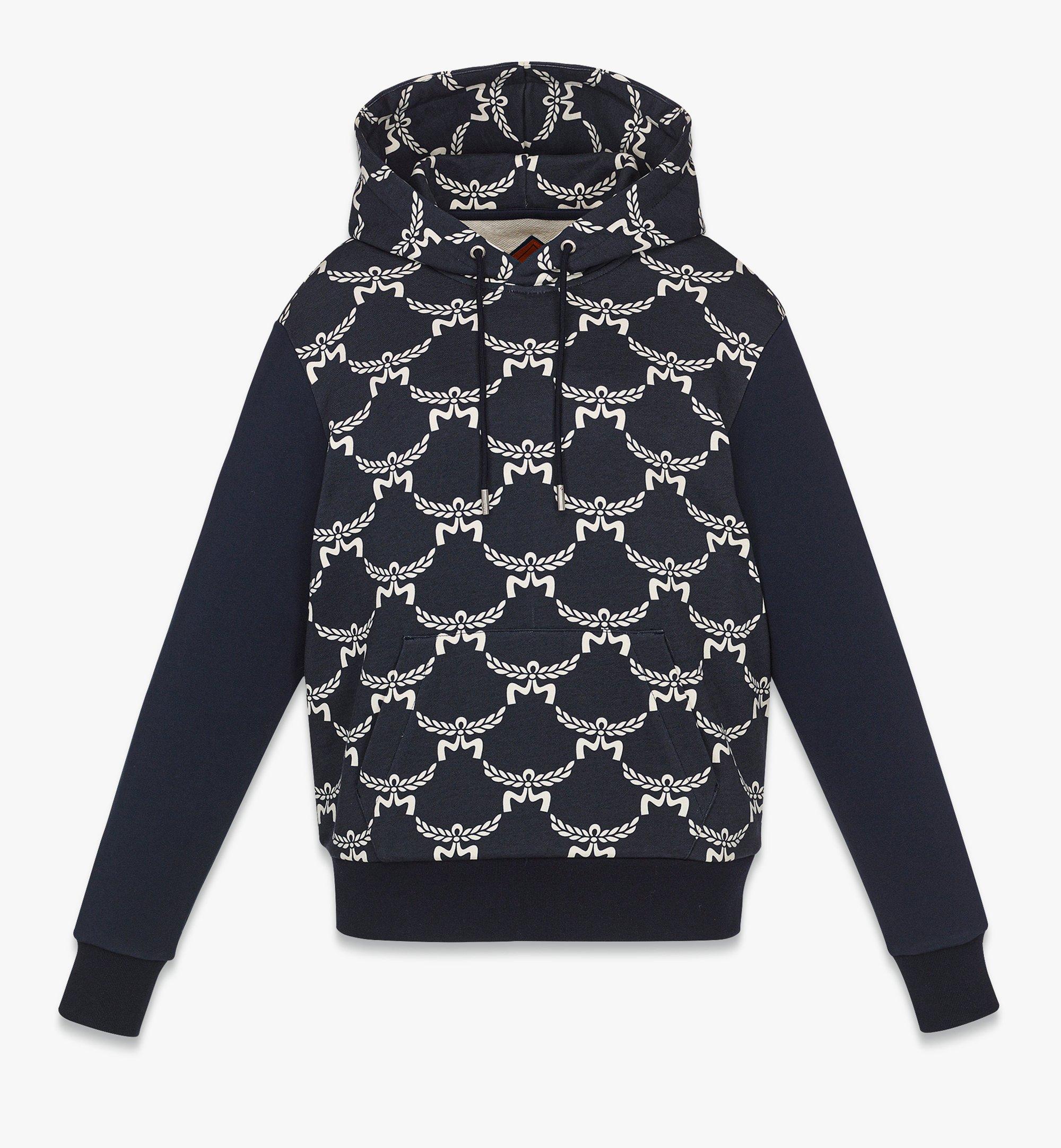 Medium Lauretos Monogram Hoodie in Organic Cotton Blue | MCM ®US