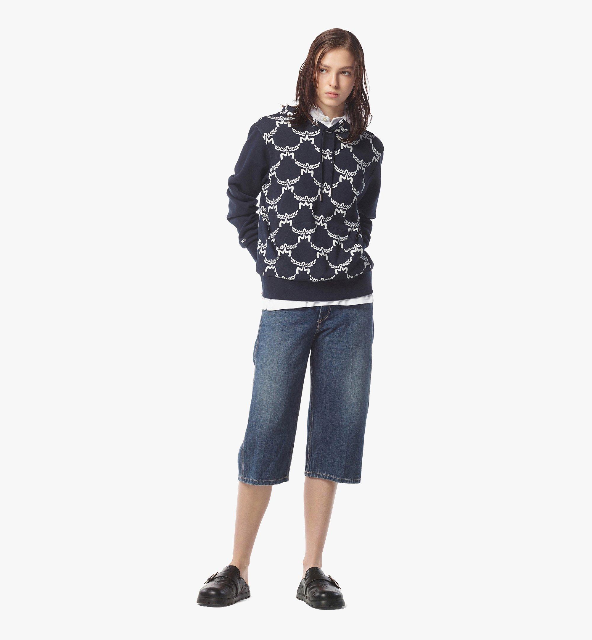 MCM Lauretos Monogram Hoodie in Organic Cotton Blue MFAEAMM02VC00S Alternate View 2