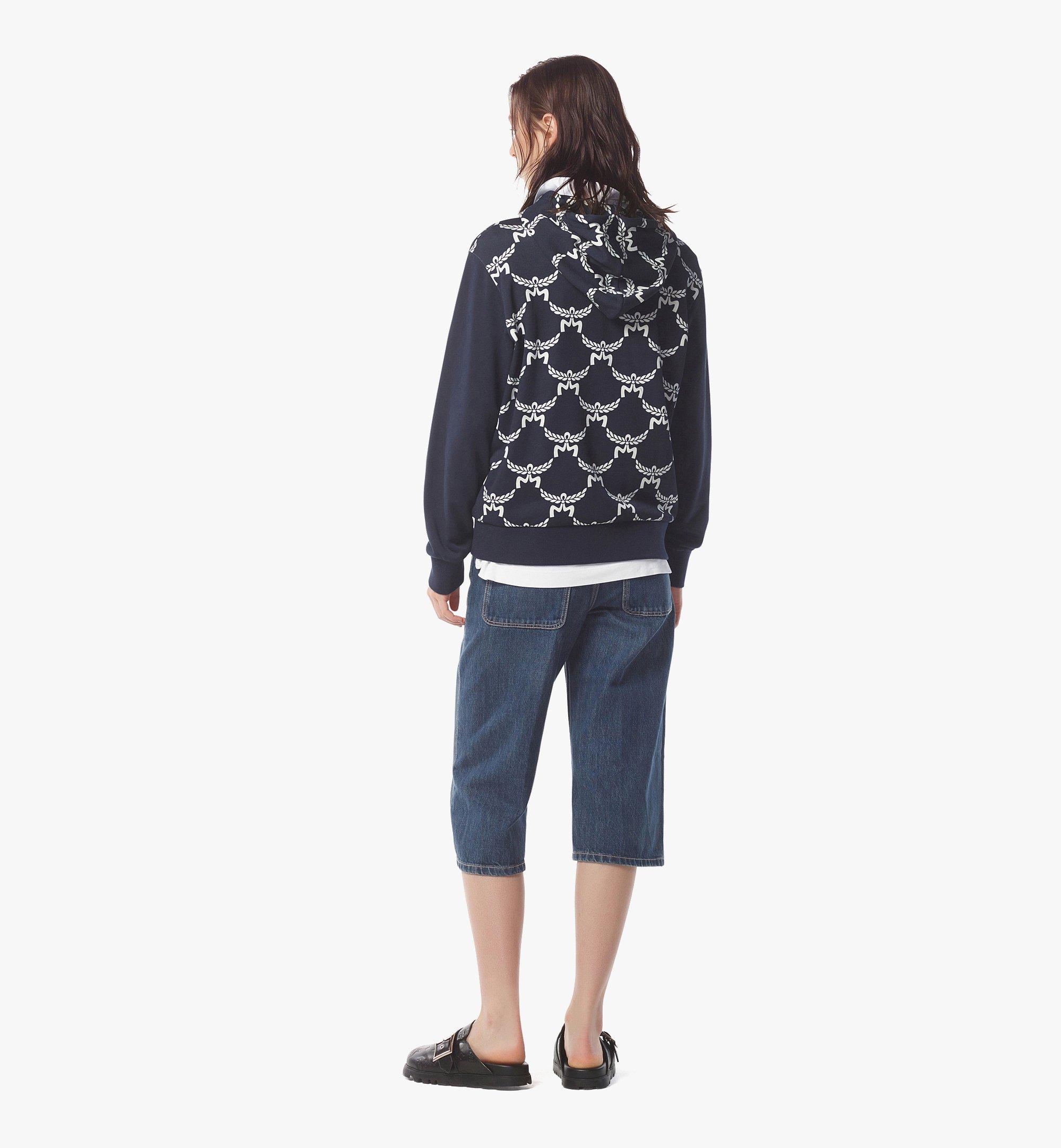 MCM Lauretos Monogram Hoodie in Organic Cotton Blue MFAEAMM02VC00S Alternate View 3