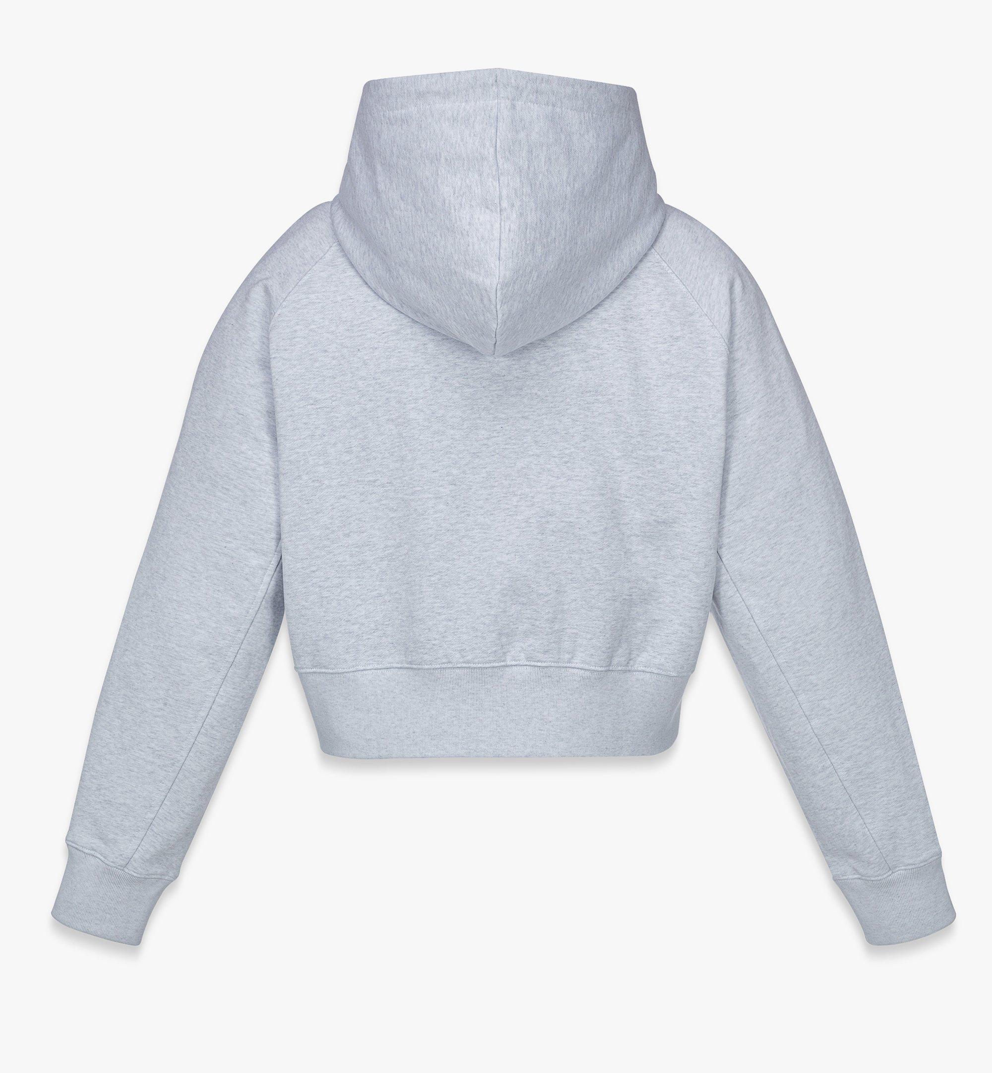 X-Small Essential Logo Patch Cropped Hoodie Grey | MCM ®UK