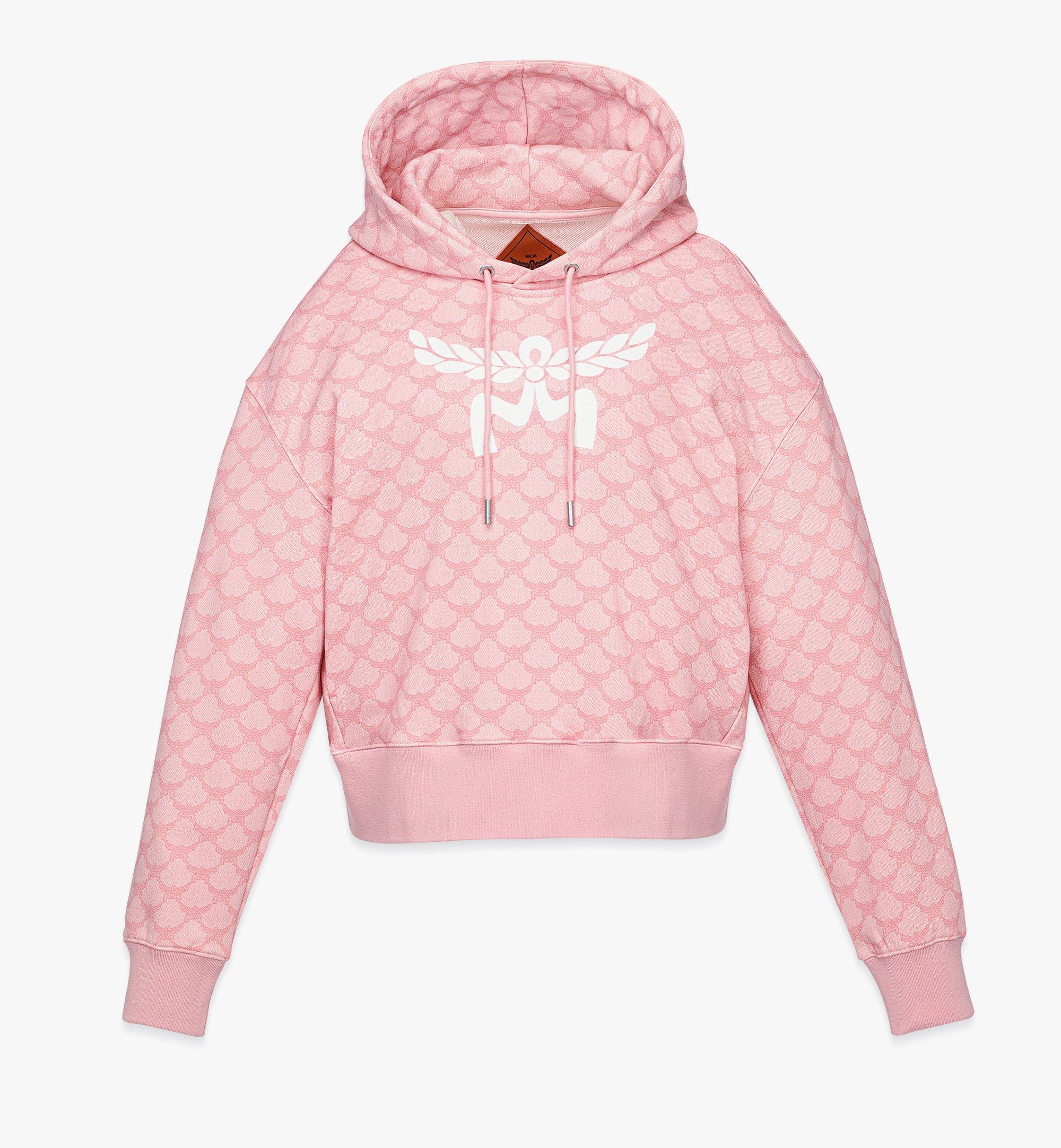 Large Lauretos Print Hoodie in Organic Cotton Pink