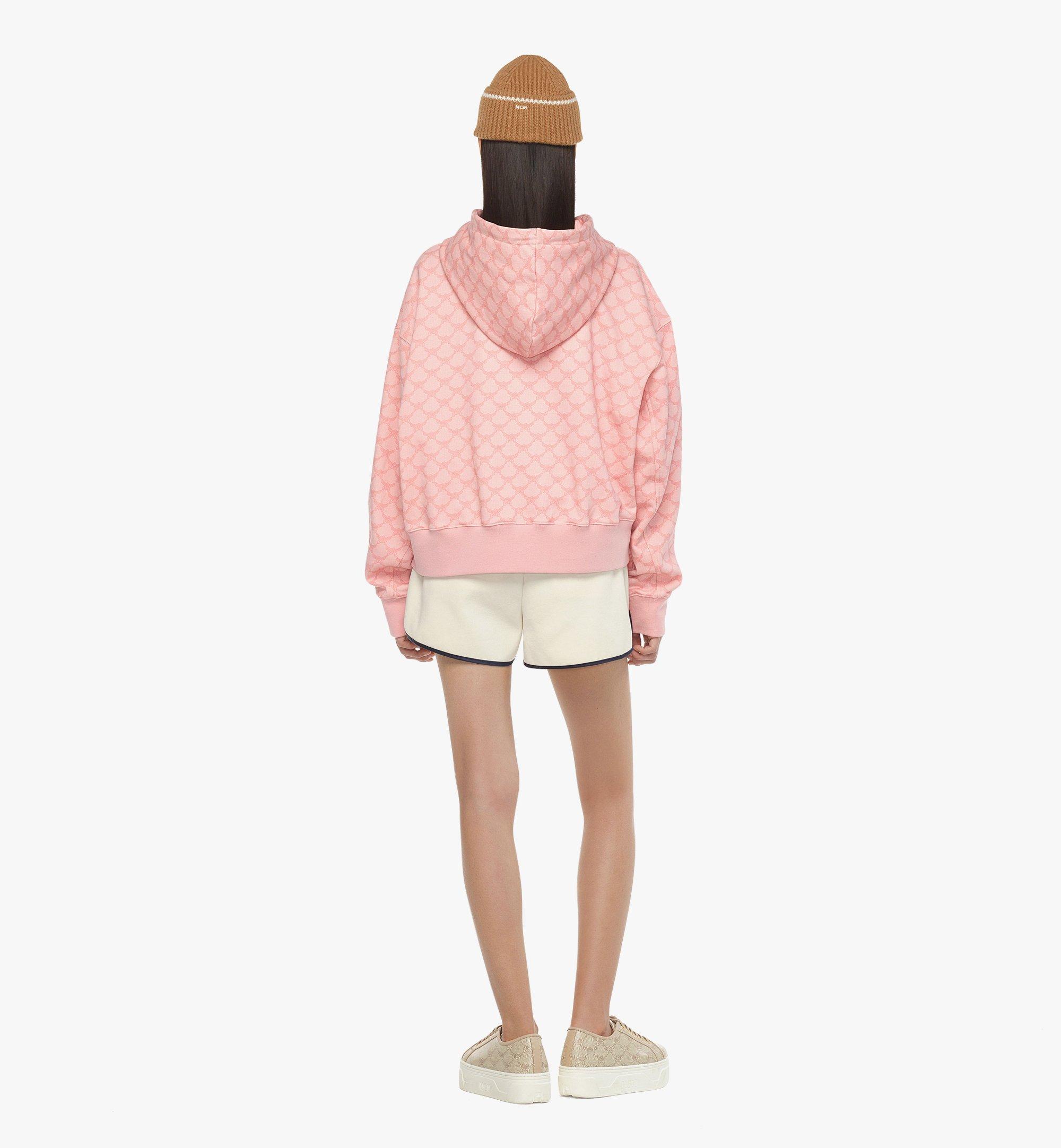 Small Lauretos Print Hoodie in Organic Cotton Pink MCM US