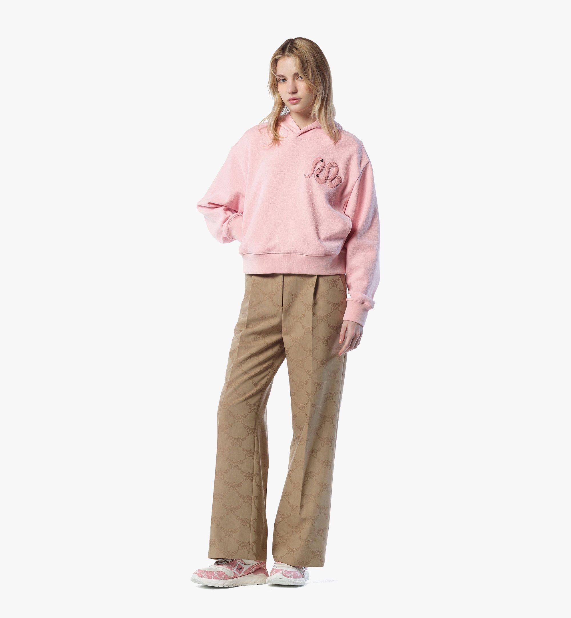 MCM Year of the Snake Bouclé Cropped Hoodie Pink MFAFSMM03PZ00M Alternate View 2
