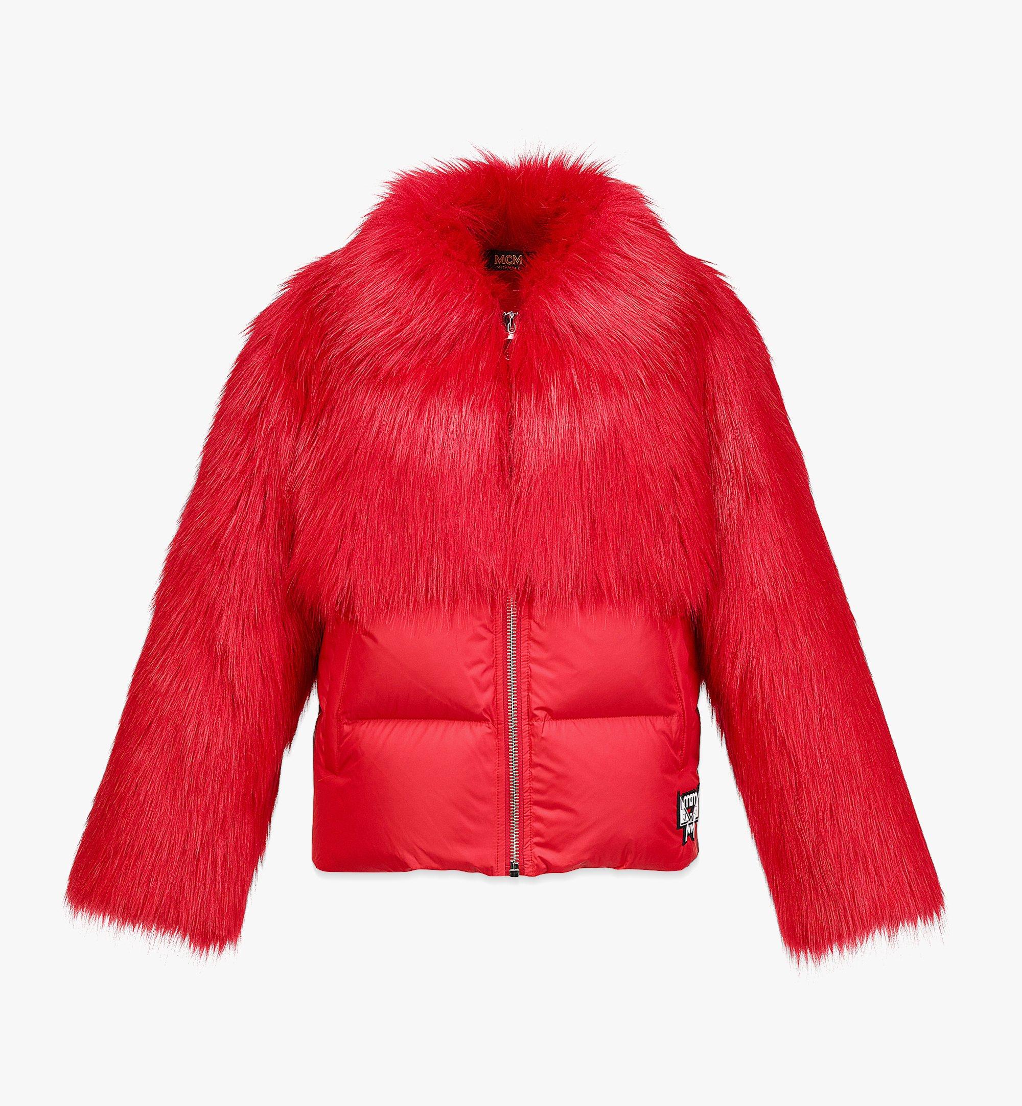 MCM Women’s Faux Fur Puffer Jacket Red MFCBAMM02R0040 Alternate View 1