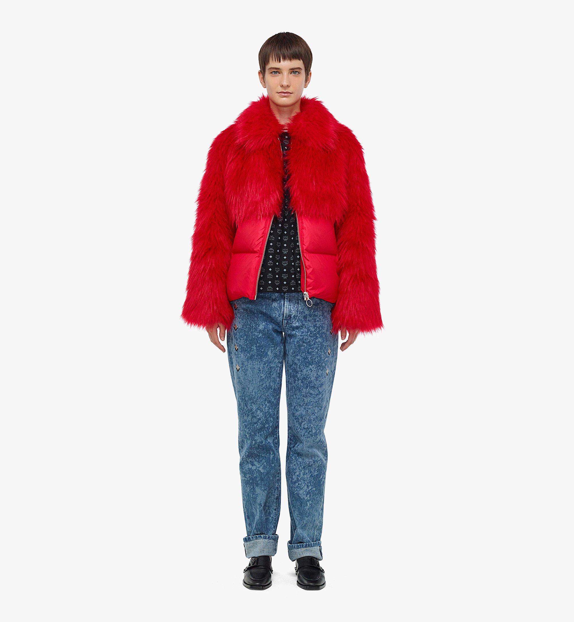 MCM Women’s Faux Fur Puffer Jacket Red MFCBAMM02R0040 Alternate View 3