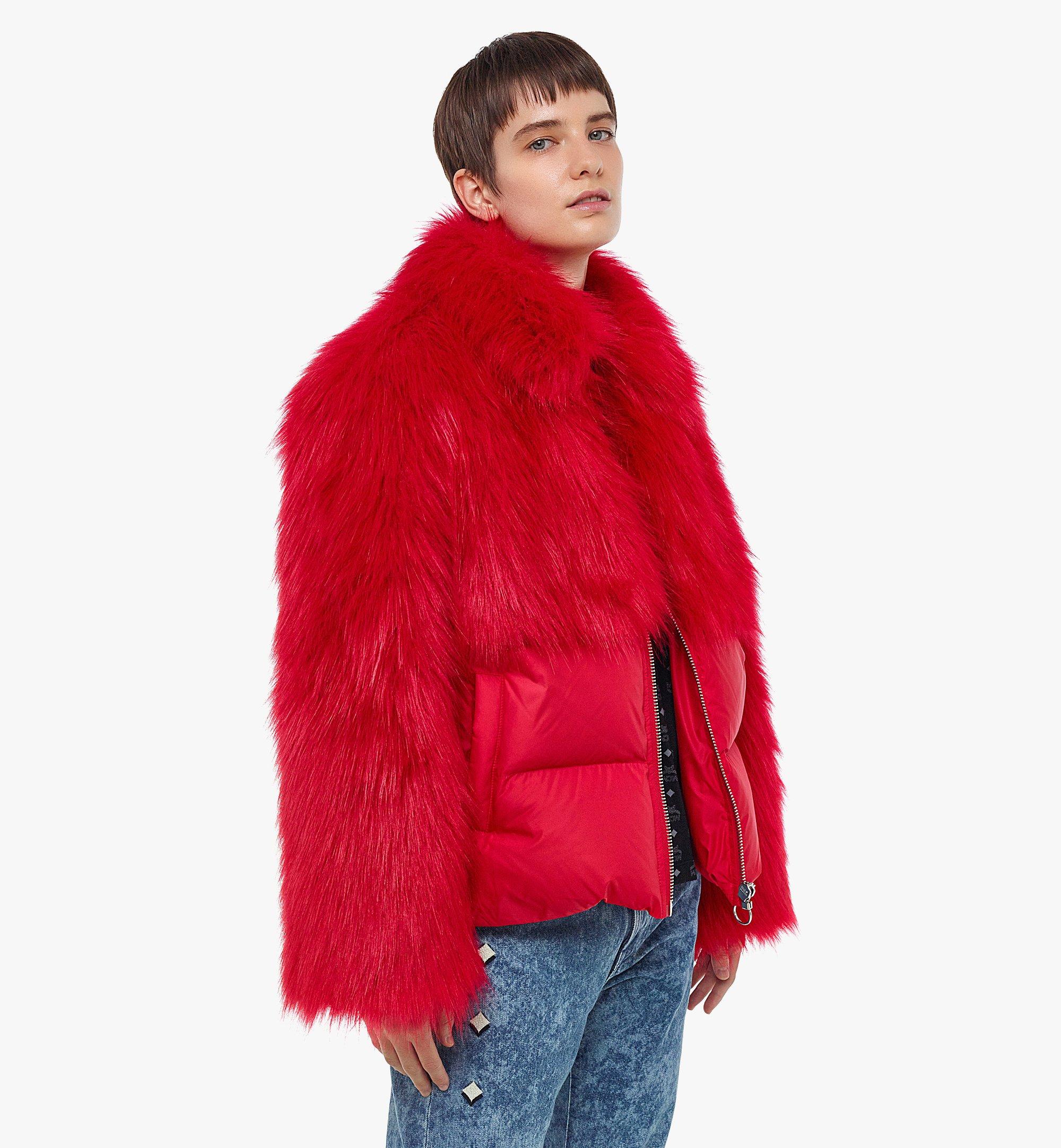 MCM Women’s Faux Fur Puffer Jacket Red MFCBAMM02R0040 Alternate View 2