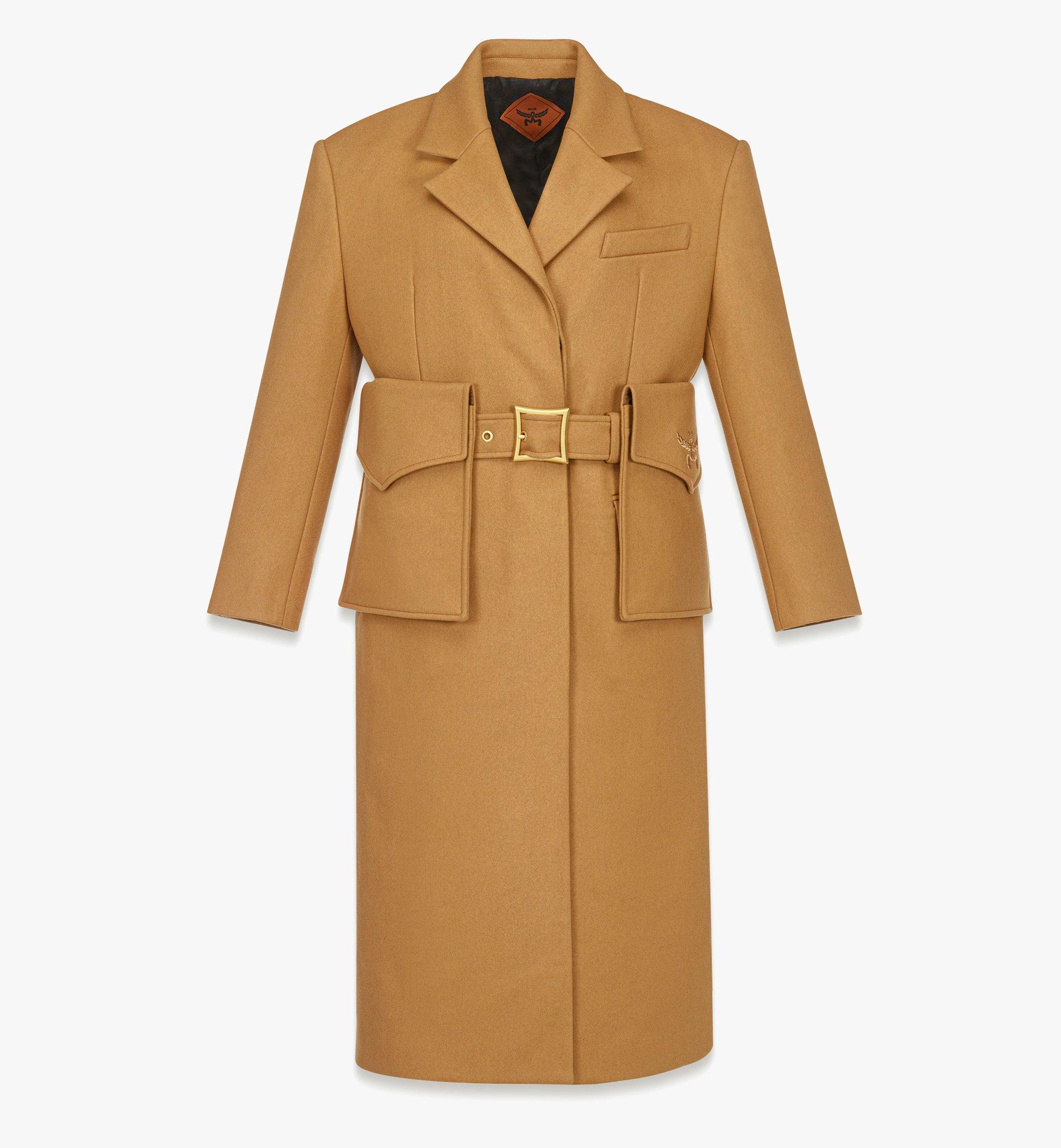 40 IT Wool Cashmere Coat w Pocket Belt Cognac MCM CA