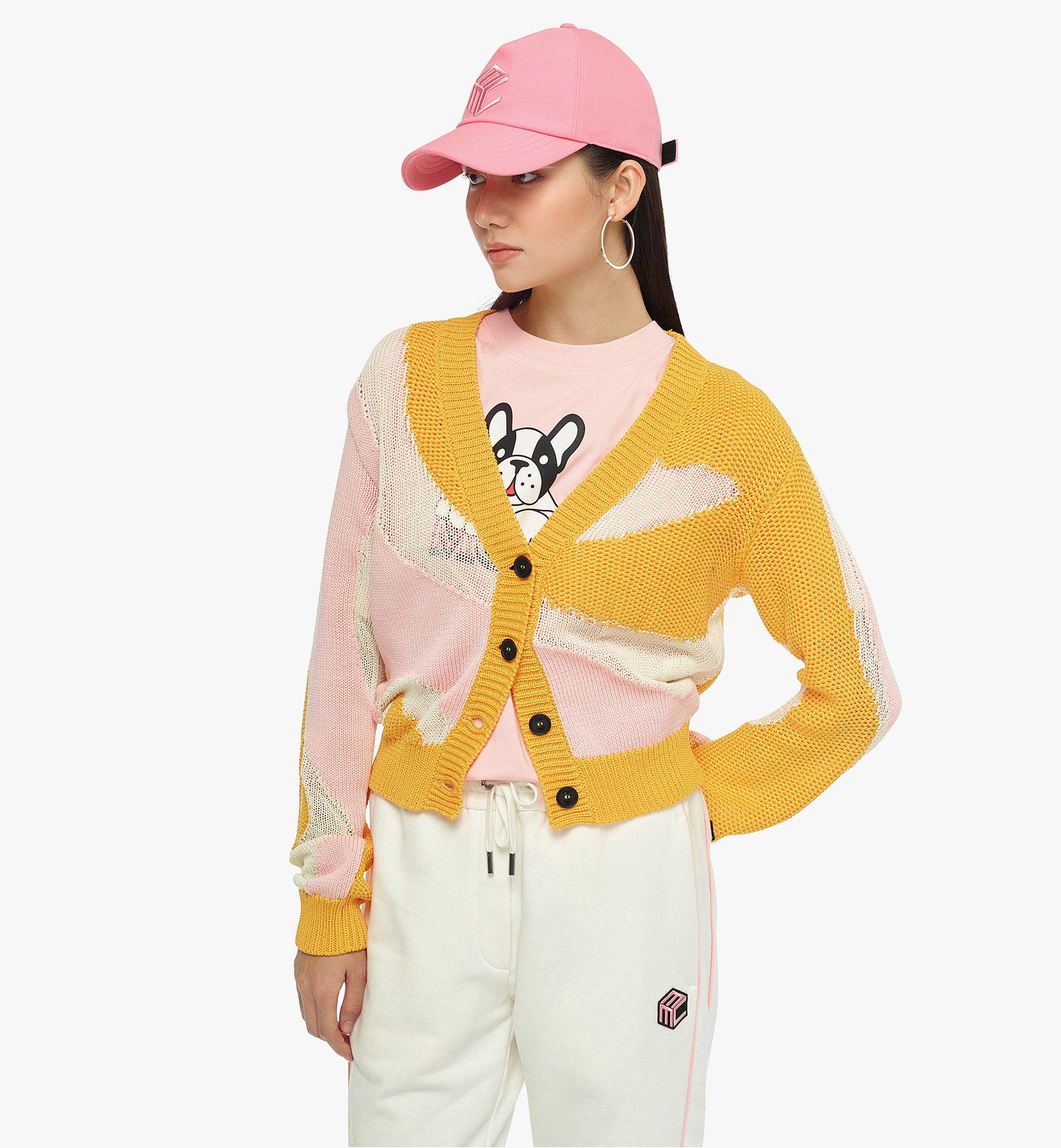 MCM Women’s Intarsia Knit Cotton Cardigan Yellow MFDCSMM01Y50XL Alternate View 3