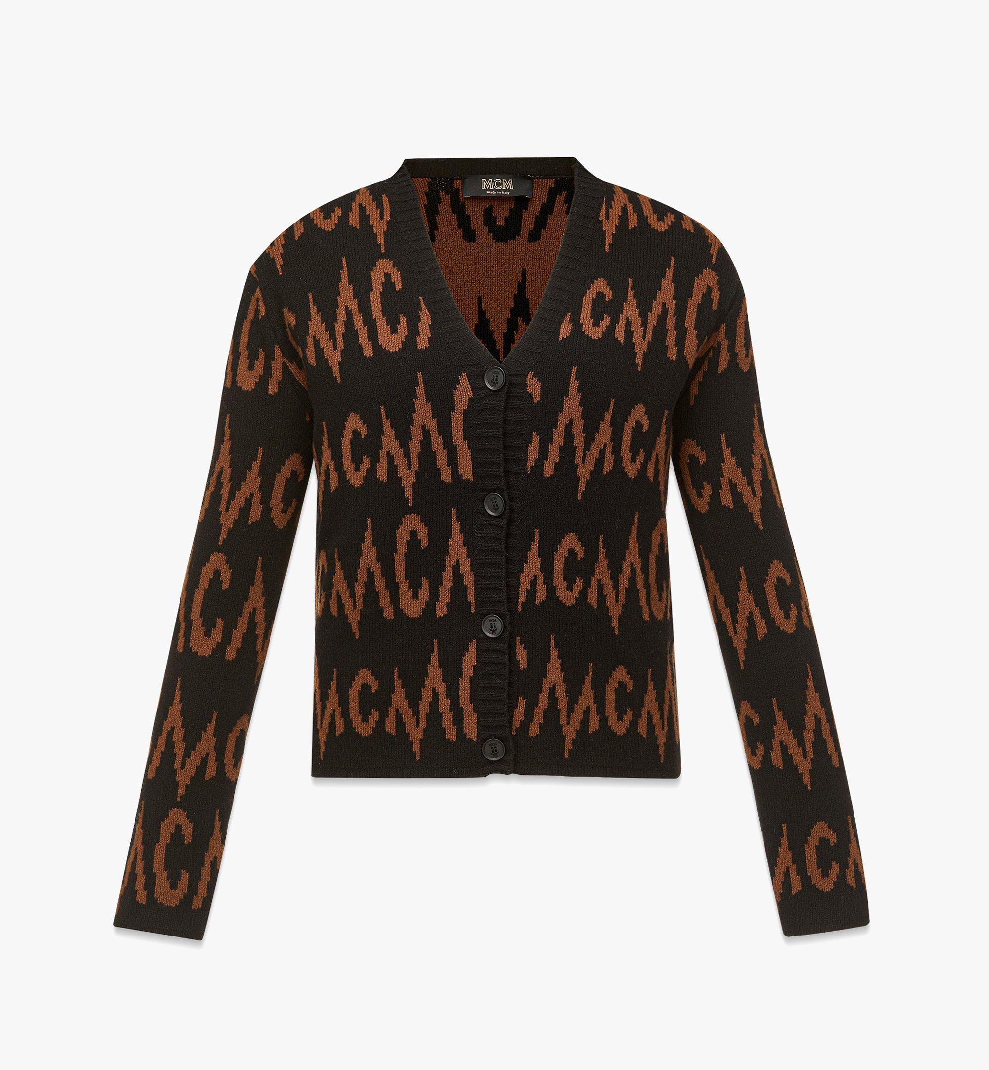 MCM モノグラム ジャカード カーディガン - リサイクルカシミア Black MFDDAMM01BK0XS ほかの角度から見る 1