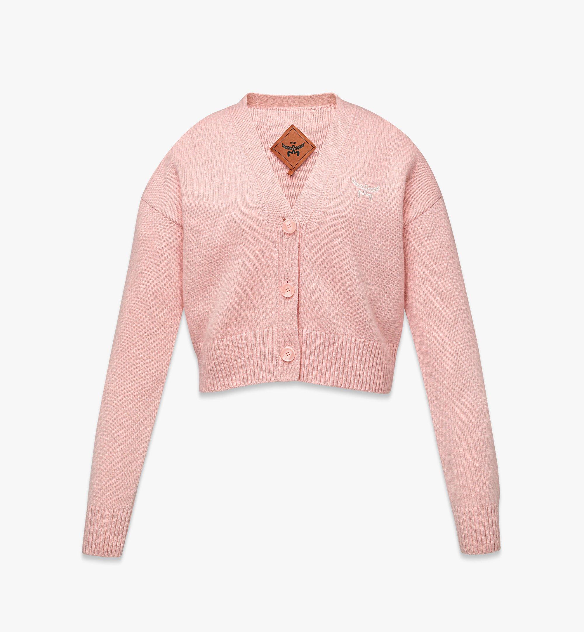 MCM Laurel Cropped Cardigan in Wool and Recycled Cashmere Pink MFDFSMM01Q200L Alternate View 1