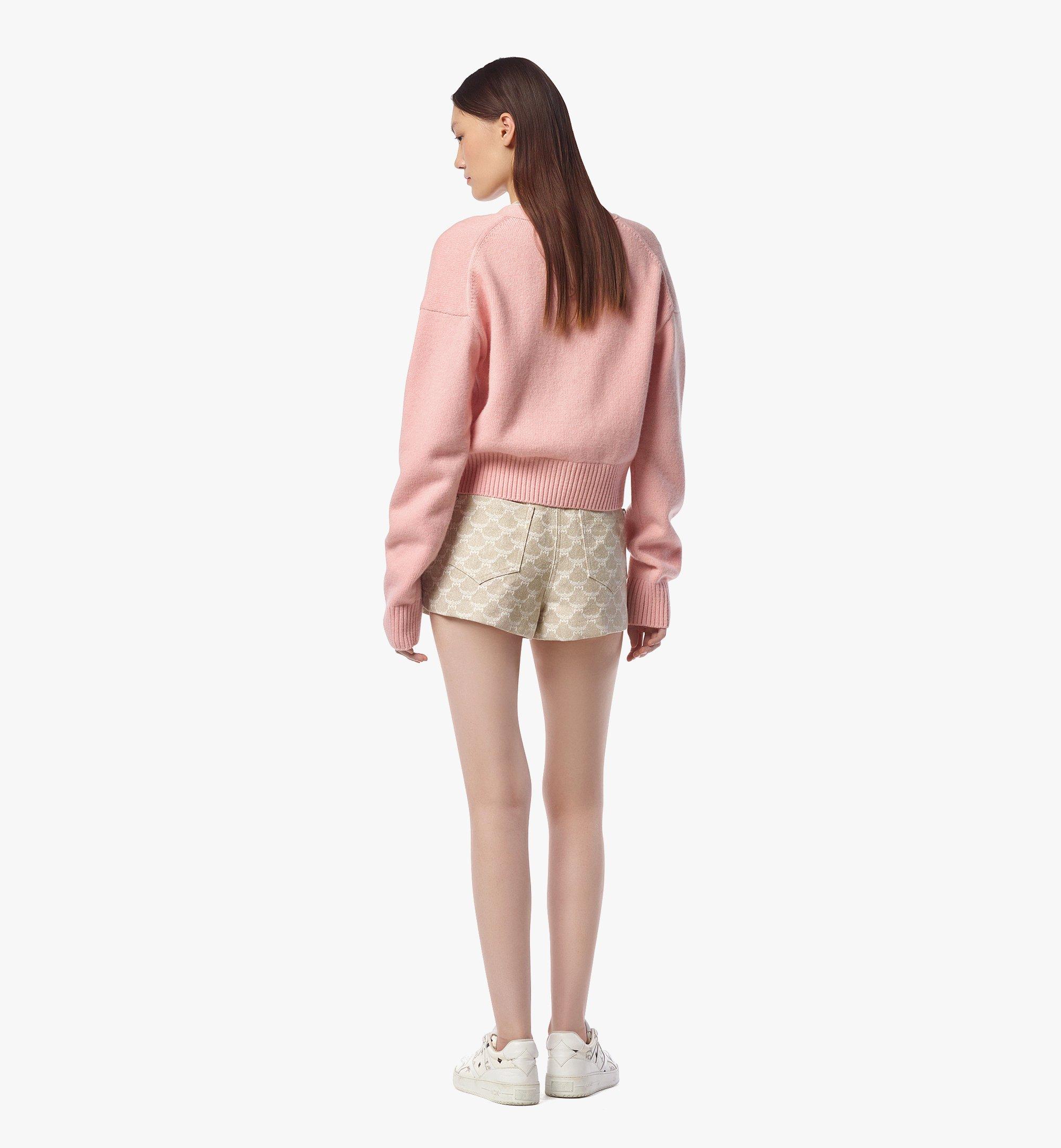 MCM Laurel Cropped Cardigan in Wool and Recycled Cashmere Pink MFDFSMM01Q200L Alternate View 3