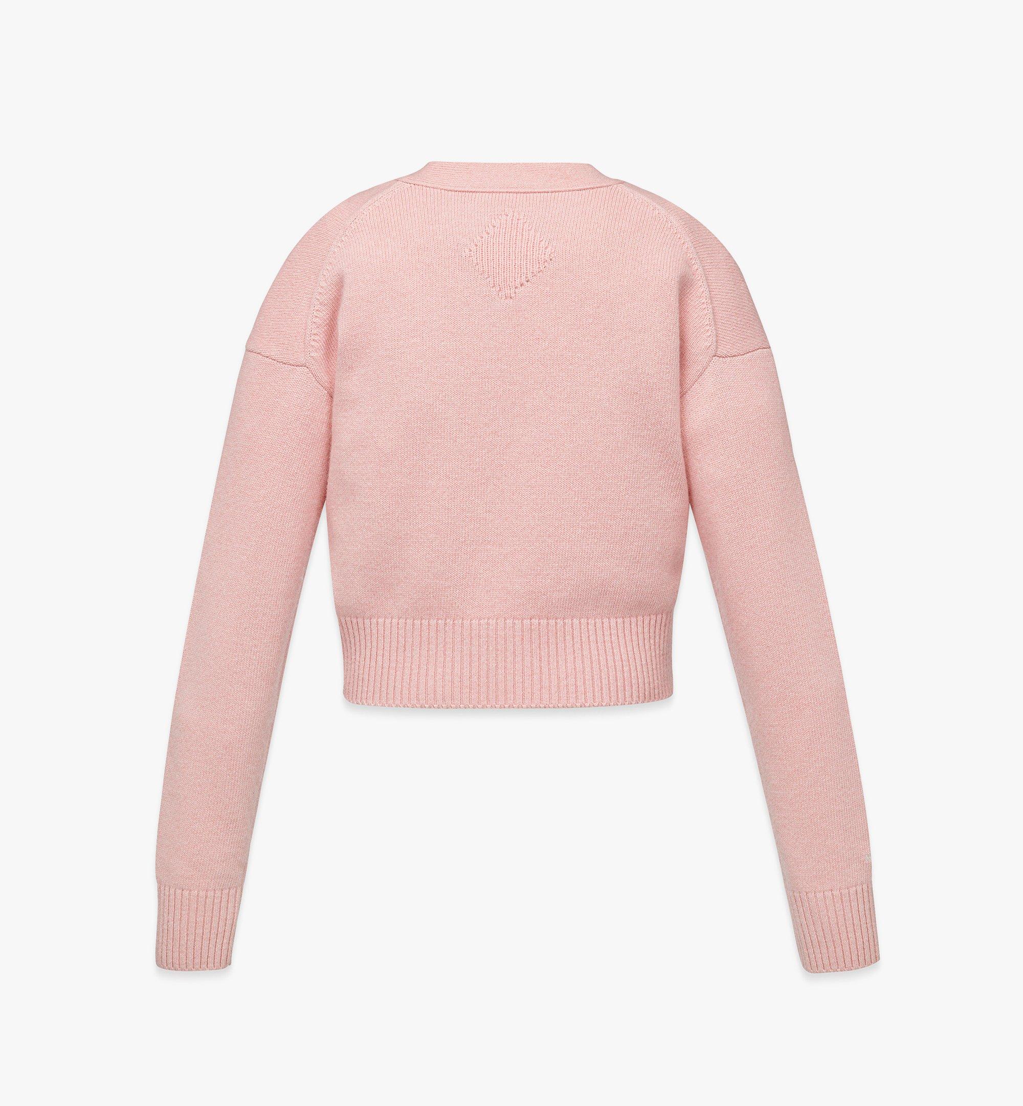 MCM Laurel Cropped Cardigan in Wool and Recycled Cashmere Pink MFDFSMM01Q200S Alternate View 1