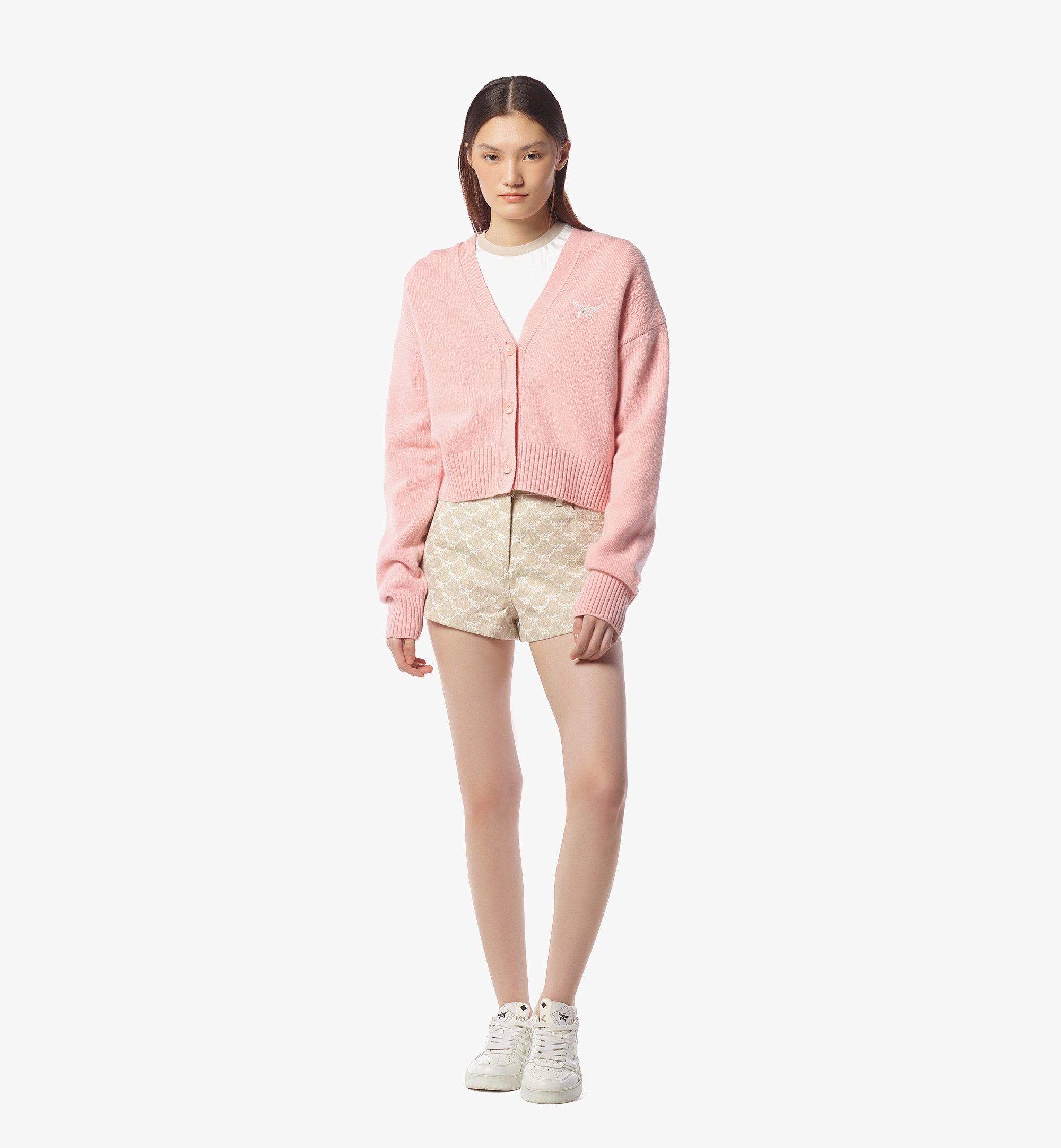 MCM Laurel Cropped Cardigan in Wool and Recycled Cashmere Pink MFDFSMM01Q200S Alternate View 2