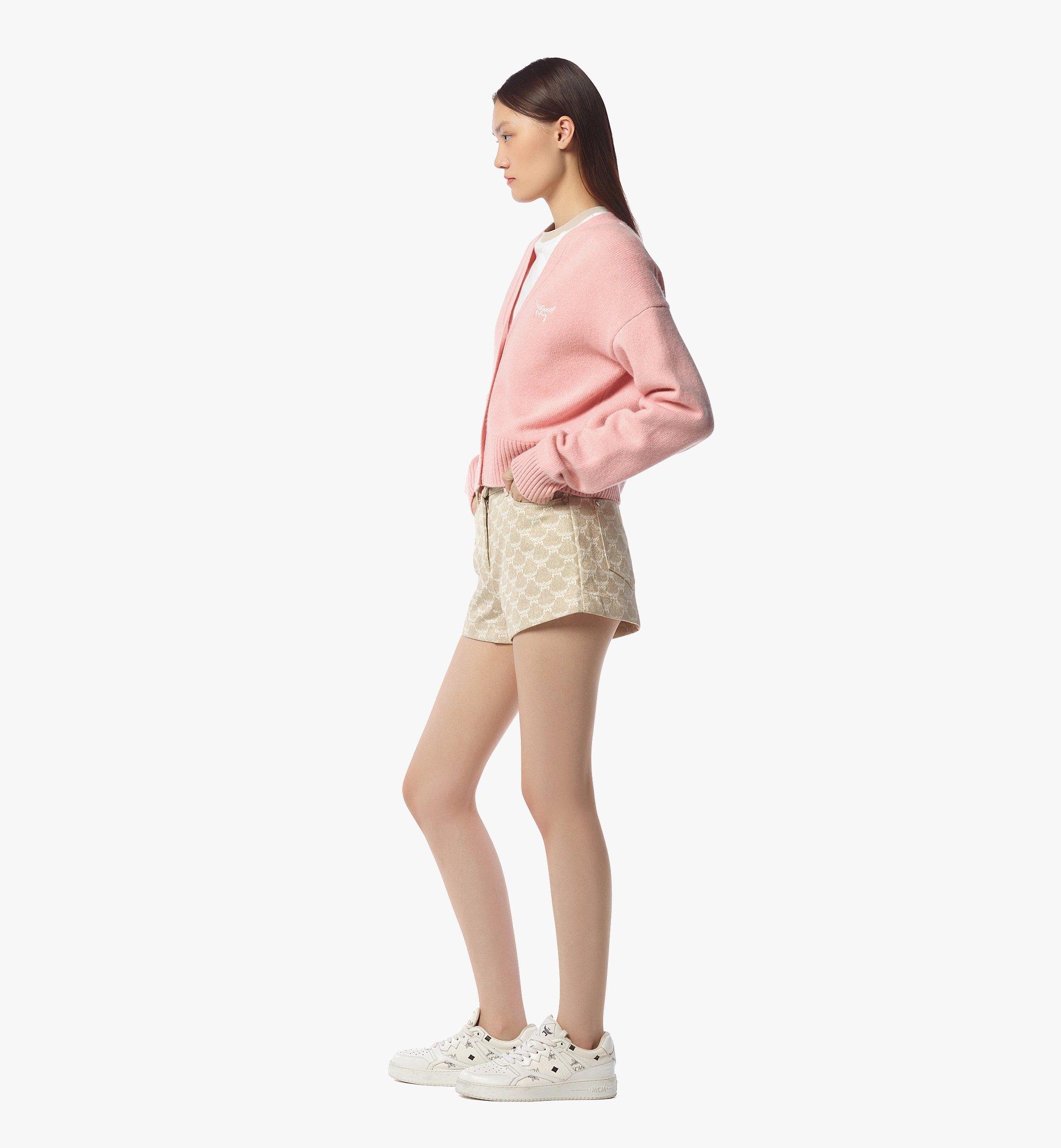 MCM Laurel Cropped Cardigan in Wool and Recycled Cashmere Pink MFDFSMM01Q200S Alternate View 2