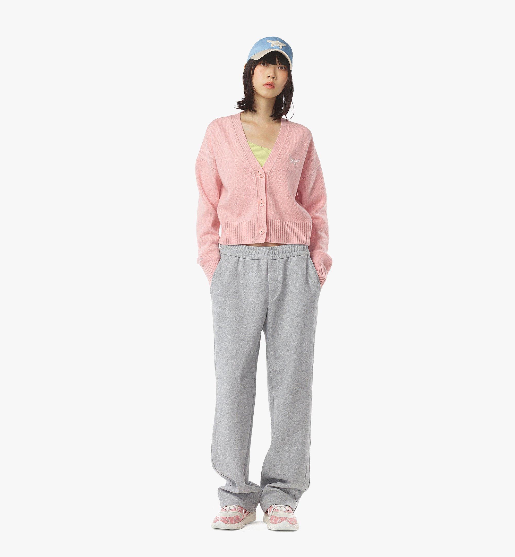 MCM Laurel Cropped Cardigan in Wool and Recycled Cashmere Pink MFDFSMM01Q200S Alternate View 4