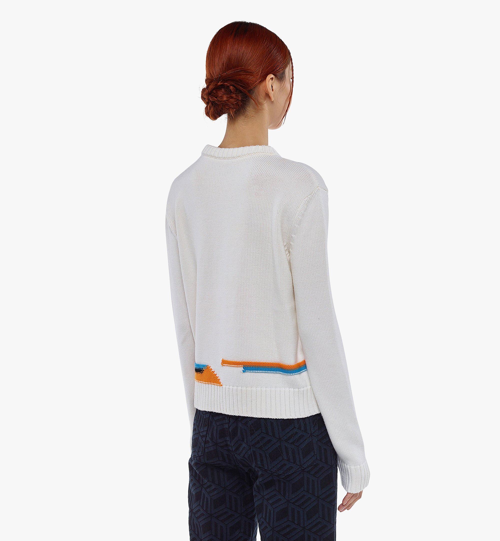 MCM Women’s Intarsia M Pup Sweater in Wool White MFECAMM01WT00S Alternate View 2