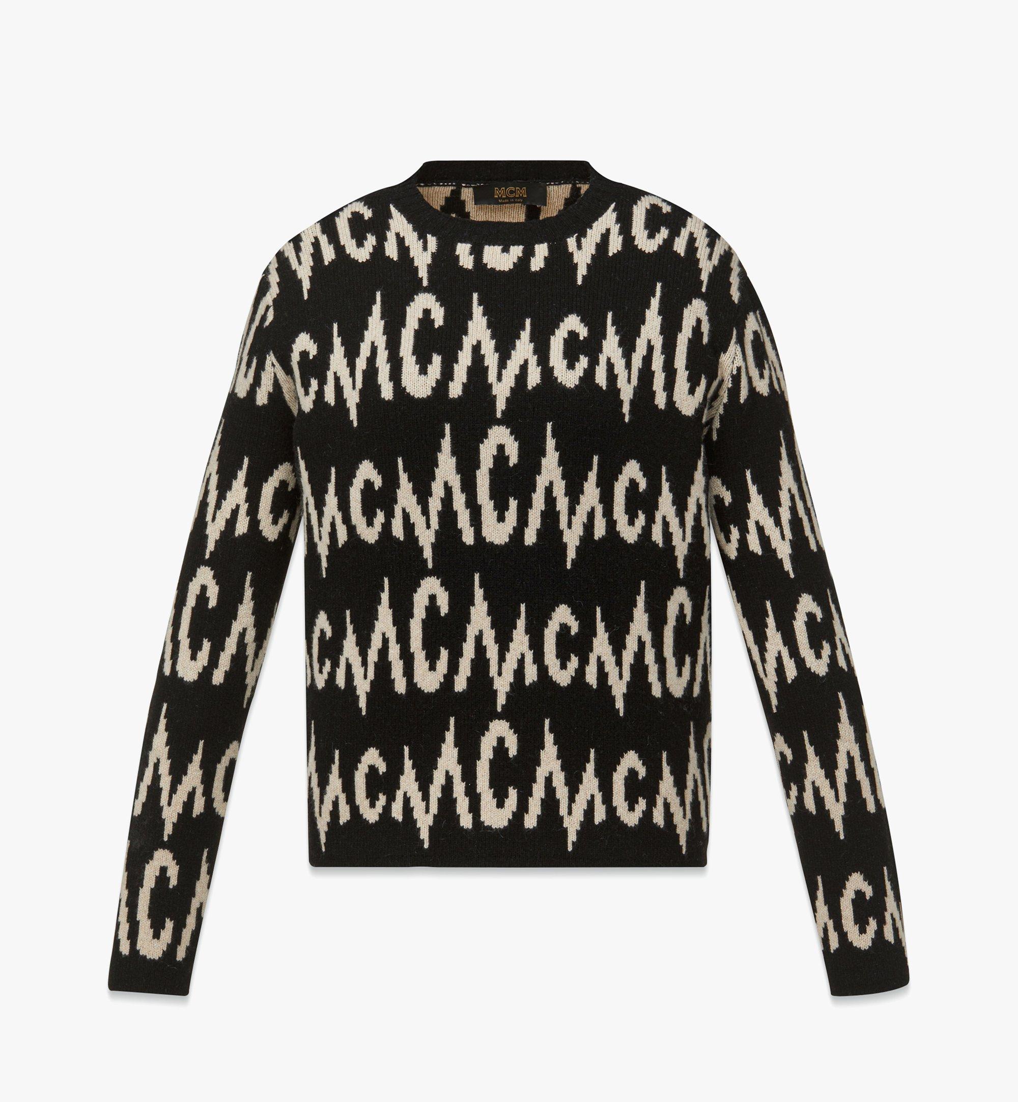 MCM Monogram Jacquard Sweater in Recycled Cashmere Beige MFEDAMM03B900L Alternate View 1
