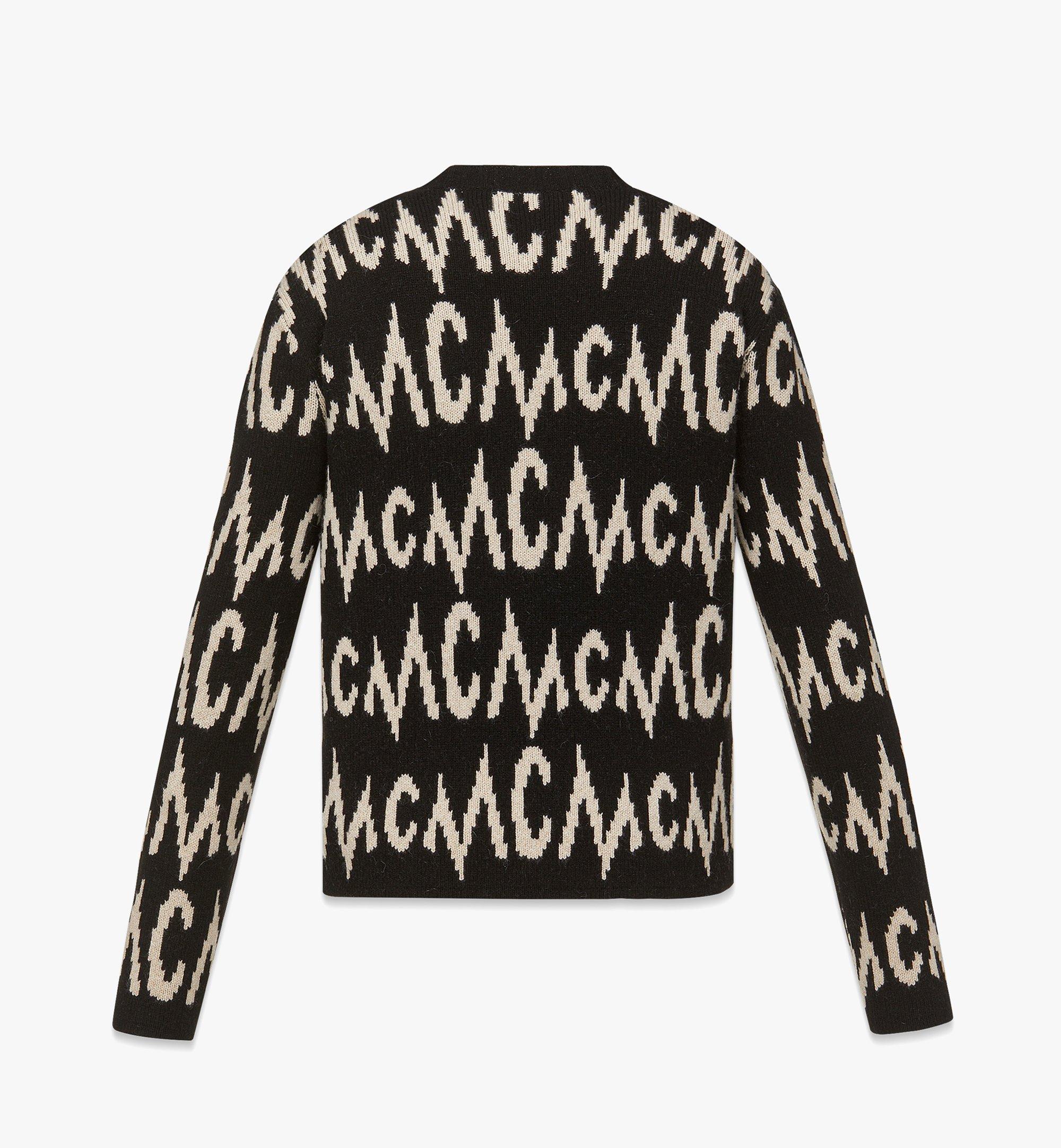 MCM Monogram Jacquard Sweater in Recycled Cashmere Beige MFEDAMM03B900L Alternate View 1