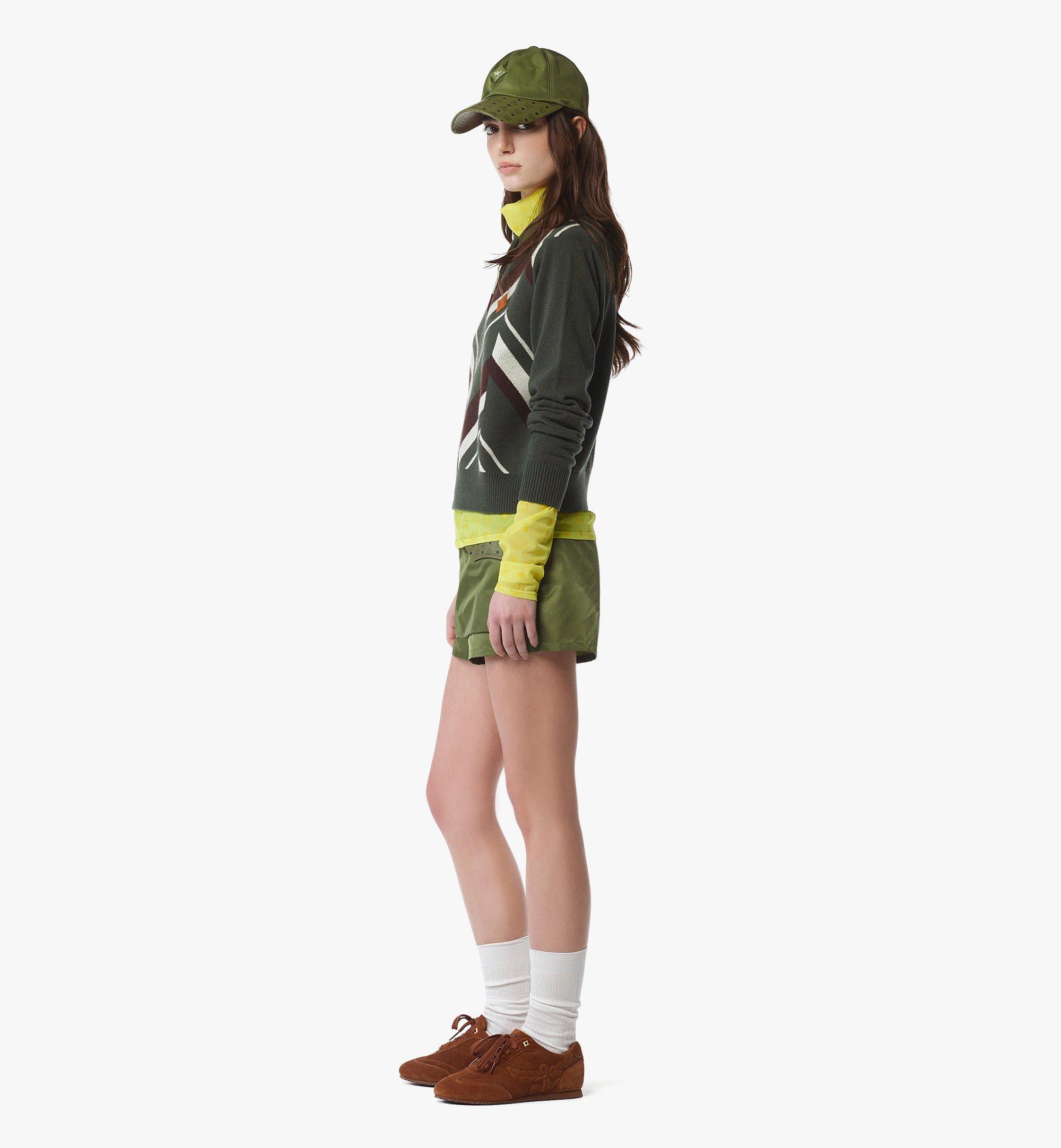 MCM Mega Polo-Pullover aus Woll-Jacquard mit Fischgrätmuster Green MFEFAMM01K800M Noch mehr sehen 2