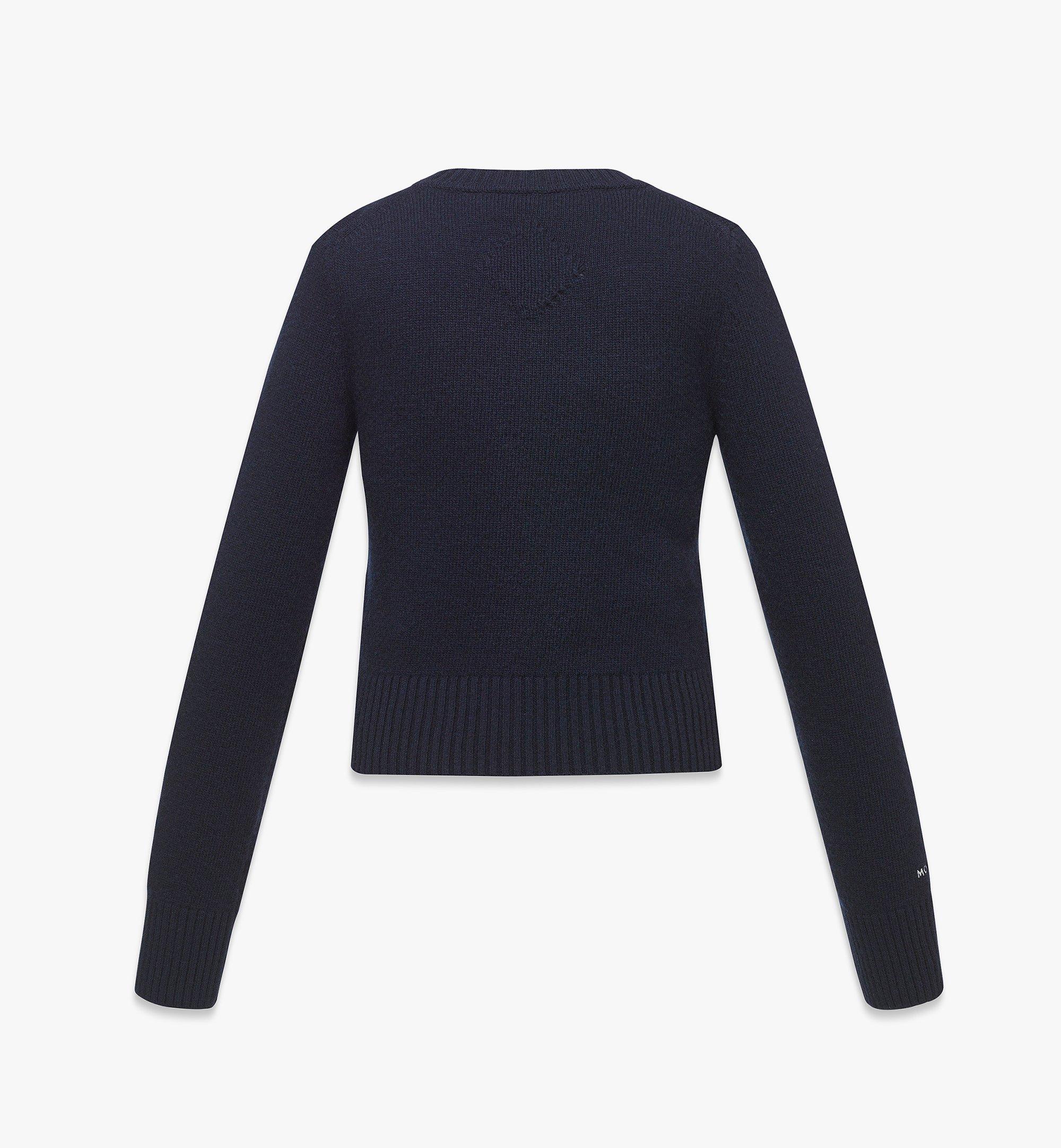 MCM Laurel Cropped Sweater in Wool and Recycled Cashmere Blue MFEFSMM01VC0XS Alternate View 1