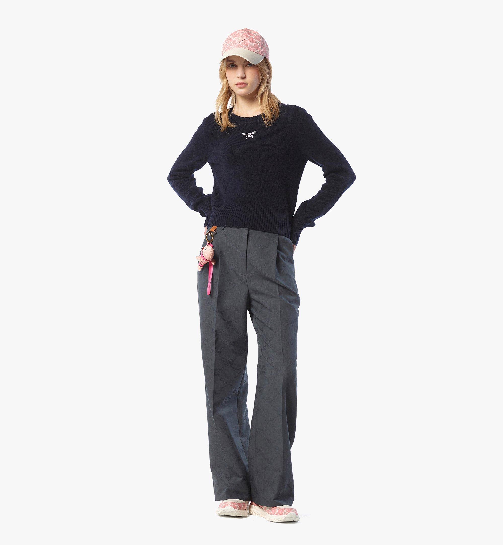 MCM Laurel Cropped Sweater in Wool and Recycled Cashmere Blue MFEFSMM01VC0XS Alternate View 2
